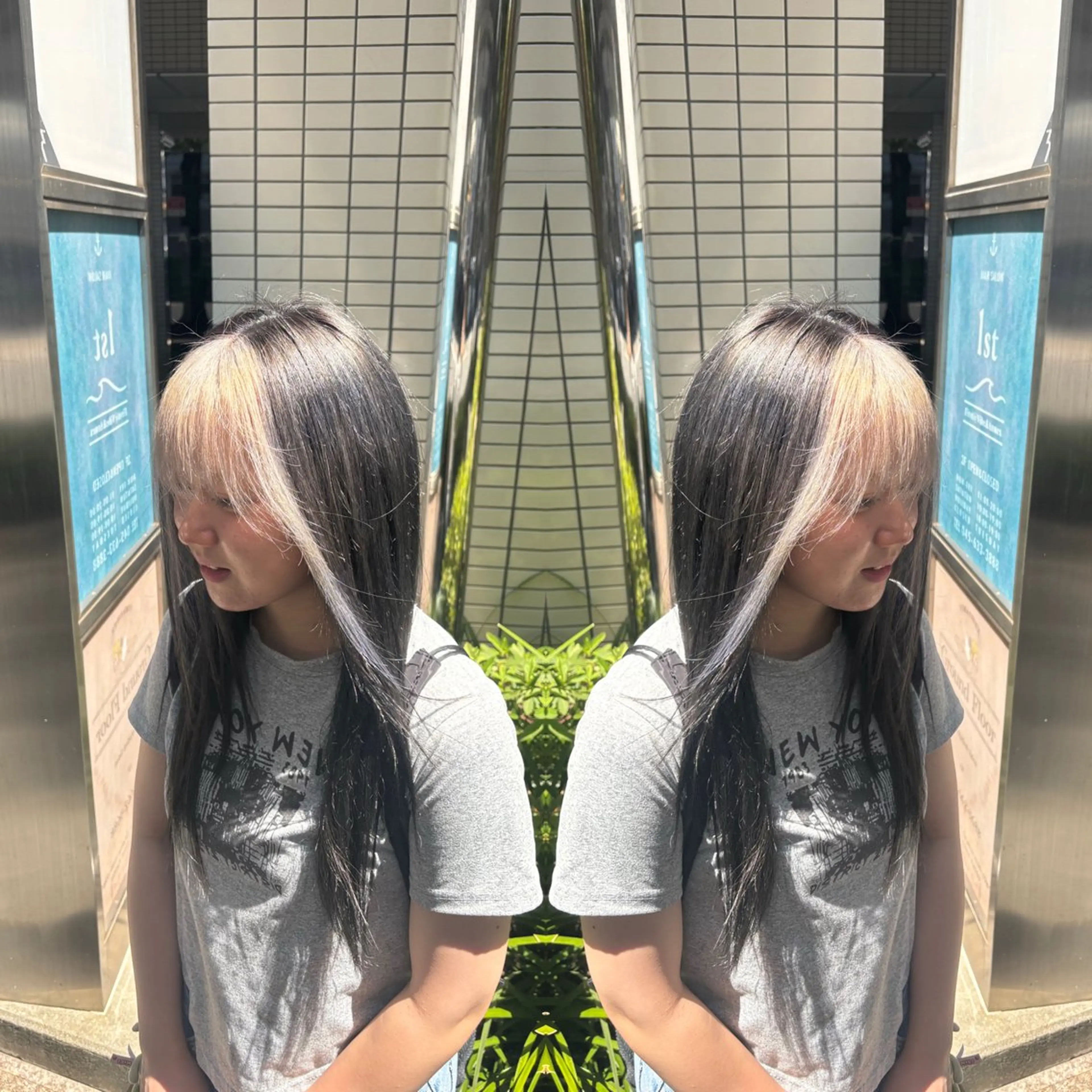 セミロング カラー カット ヘアカラー トリートメント 💎ハイトーン/艶 カラー モエカ💎のヘアスタイル