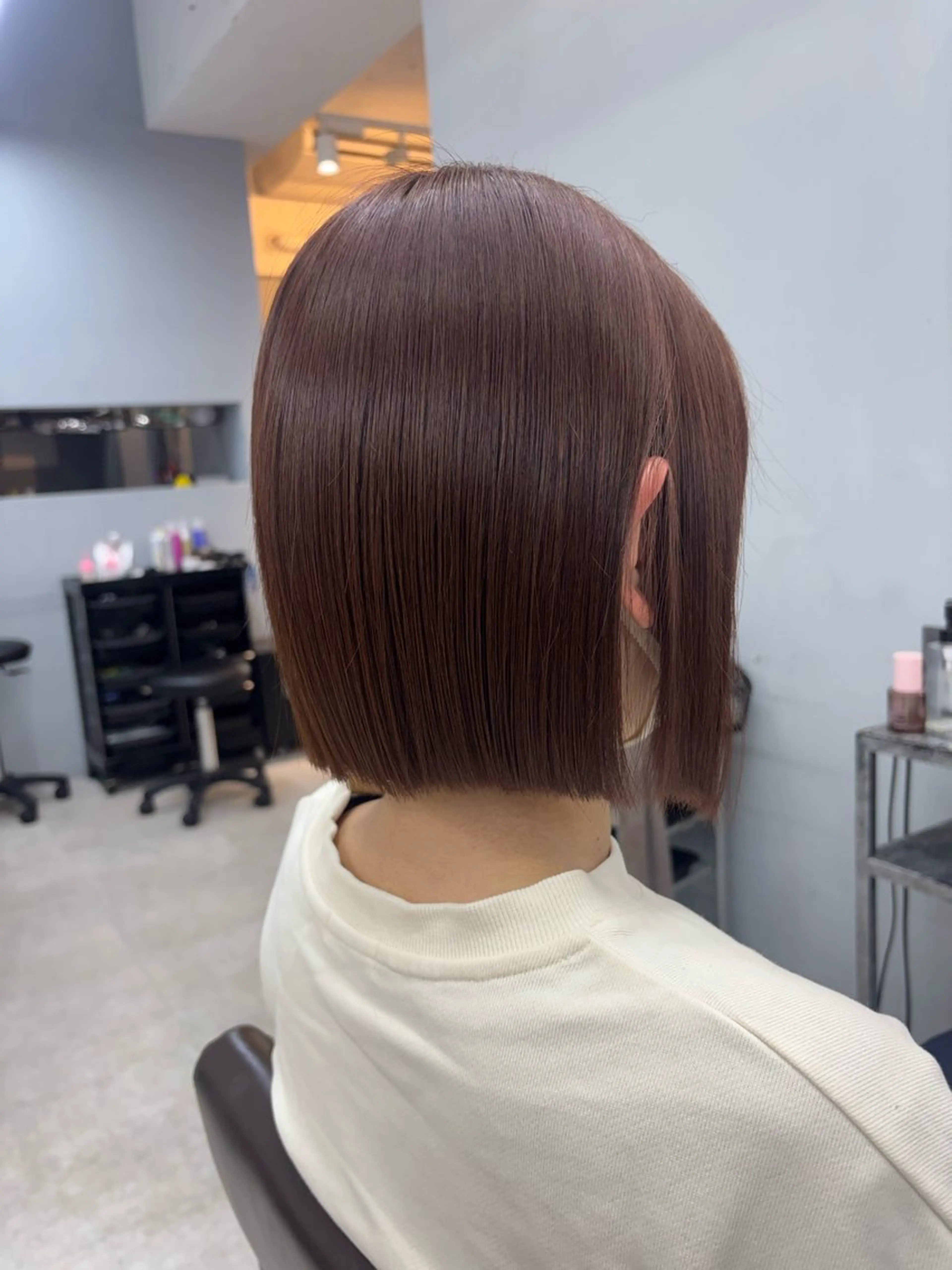 ショート カラー ブラウンカラー ピンクカラー ピンクブラウン 桐生 かれんのヘアスタイル
