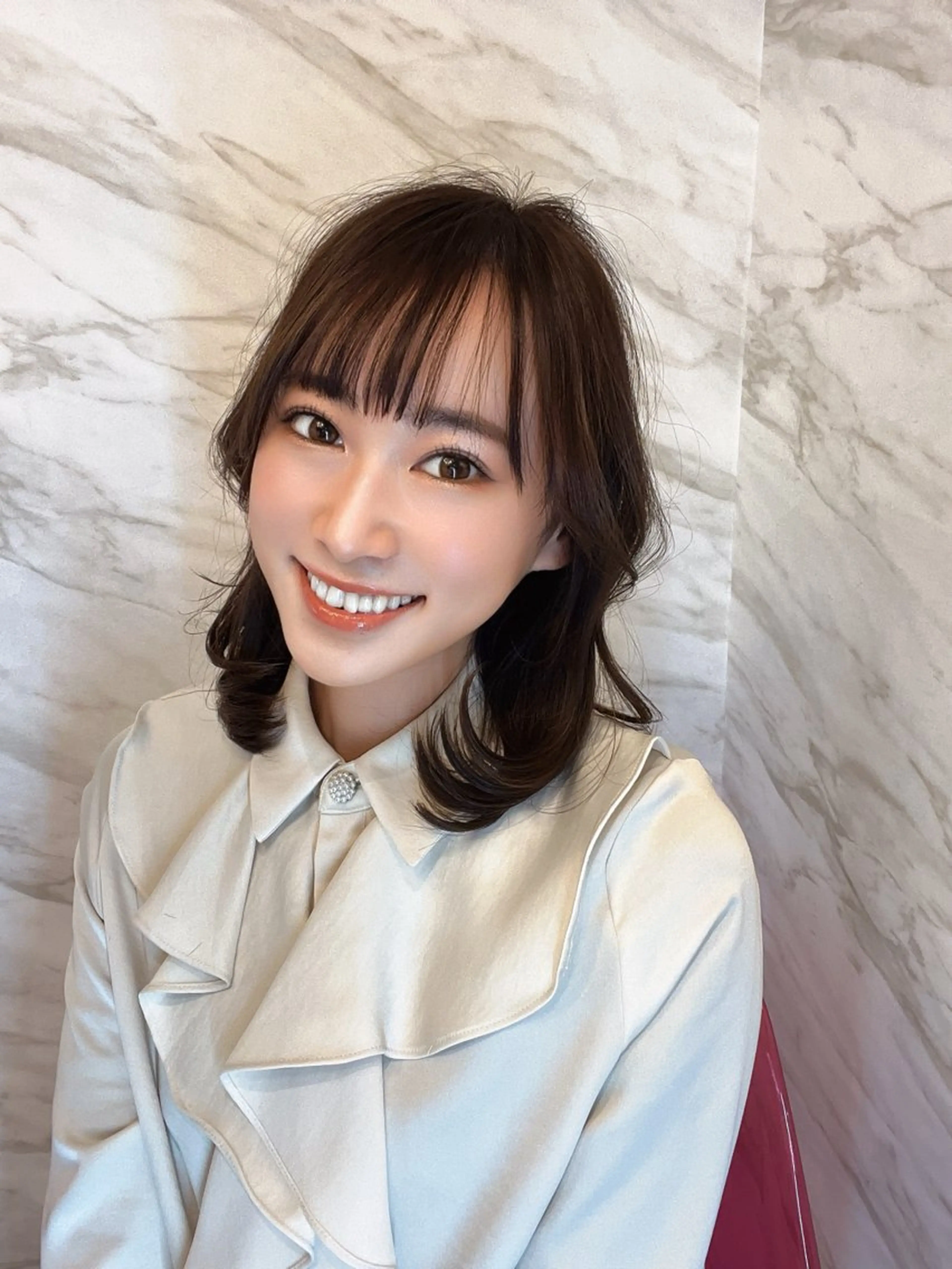 ミディアム 顔周りカット 韓国風ヘア 小顔カット カット ヘアカラー トリートメント 平川 友理/韓国ヘア💘のヘアスタイル