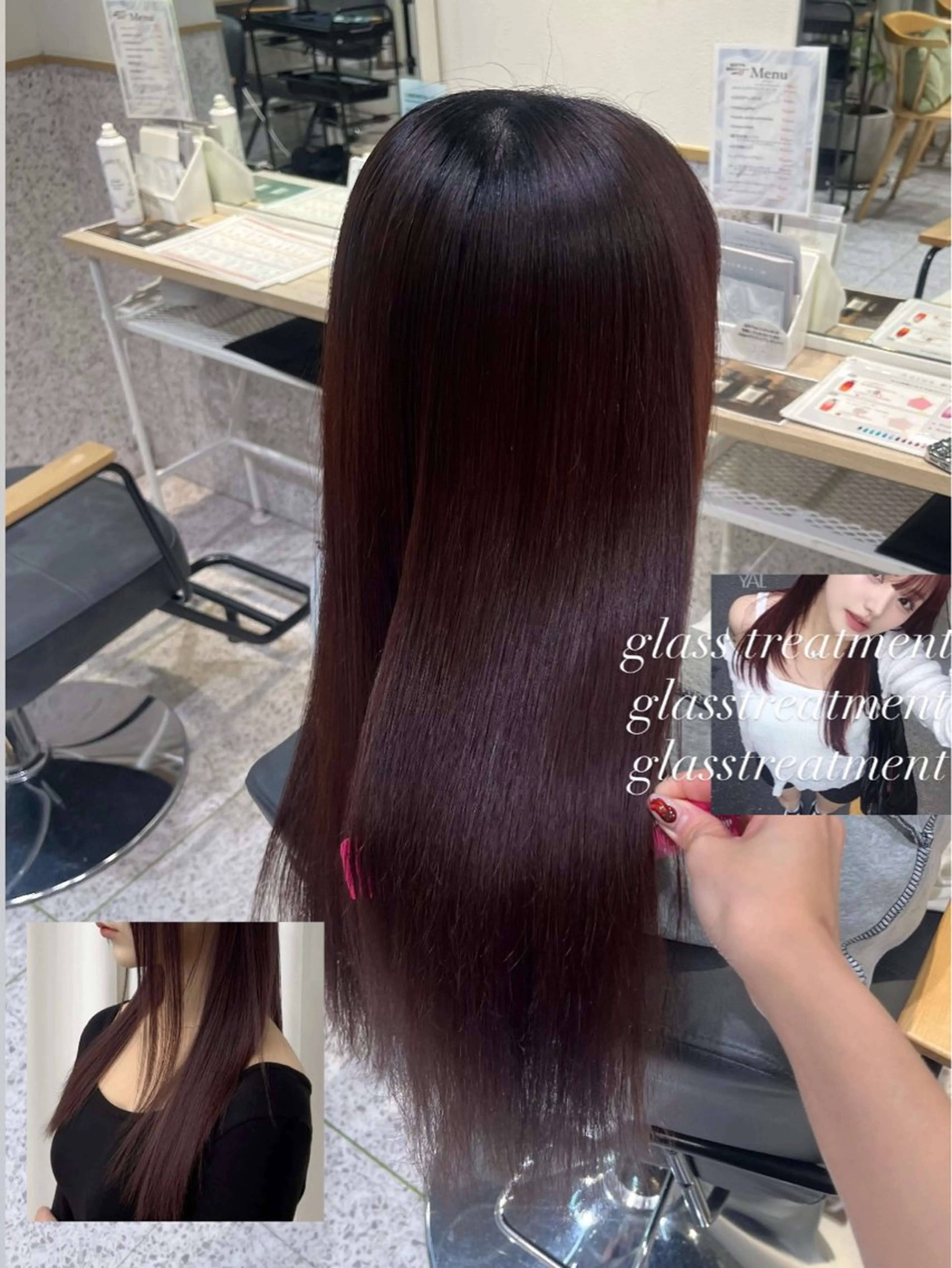 ロング 髪質改善 ロング 酸性ストレート カット トリートメント 髪質改善&艶カラー/ ほんだあみ (♡)のヘアスタイル