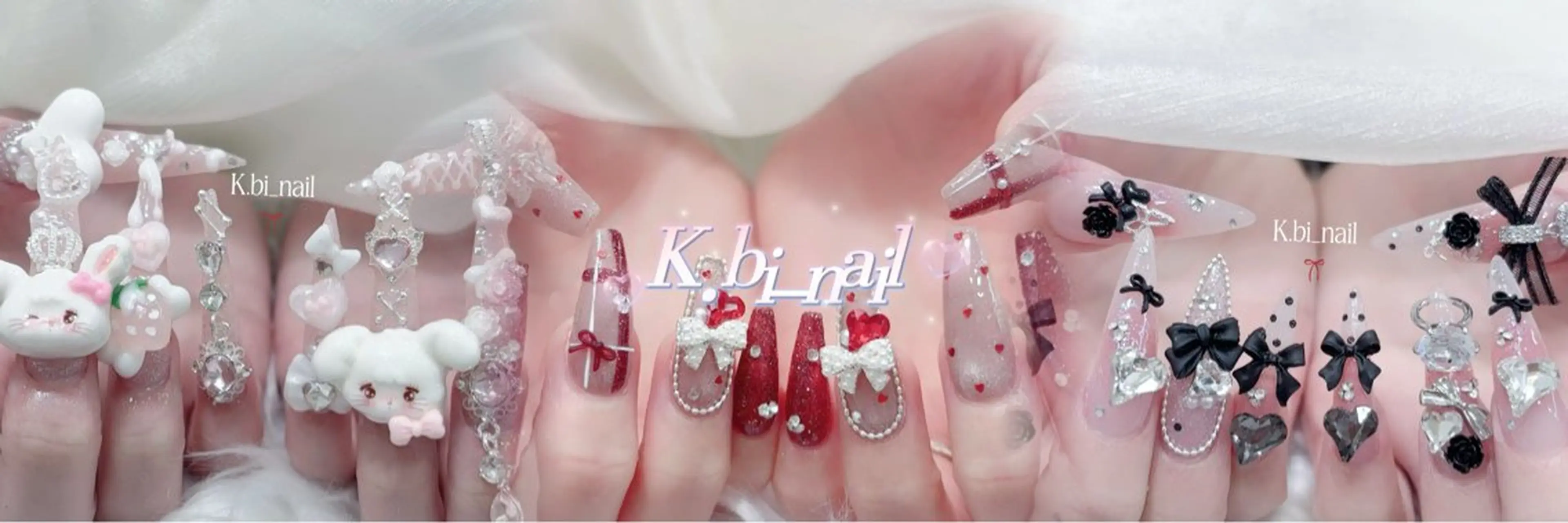 ネイル 成人式 マグネットネイル 大理石ネイル(マーブル) リボン 夏ネイル k.bi nailsalonのネイルデザイン
