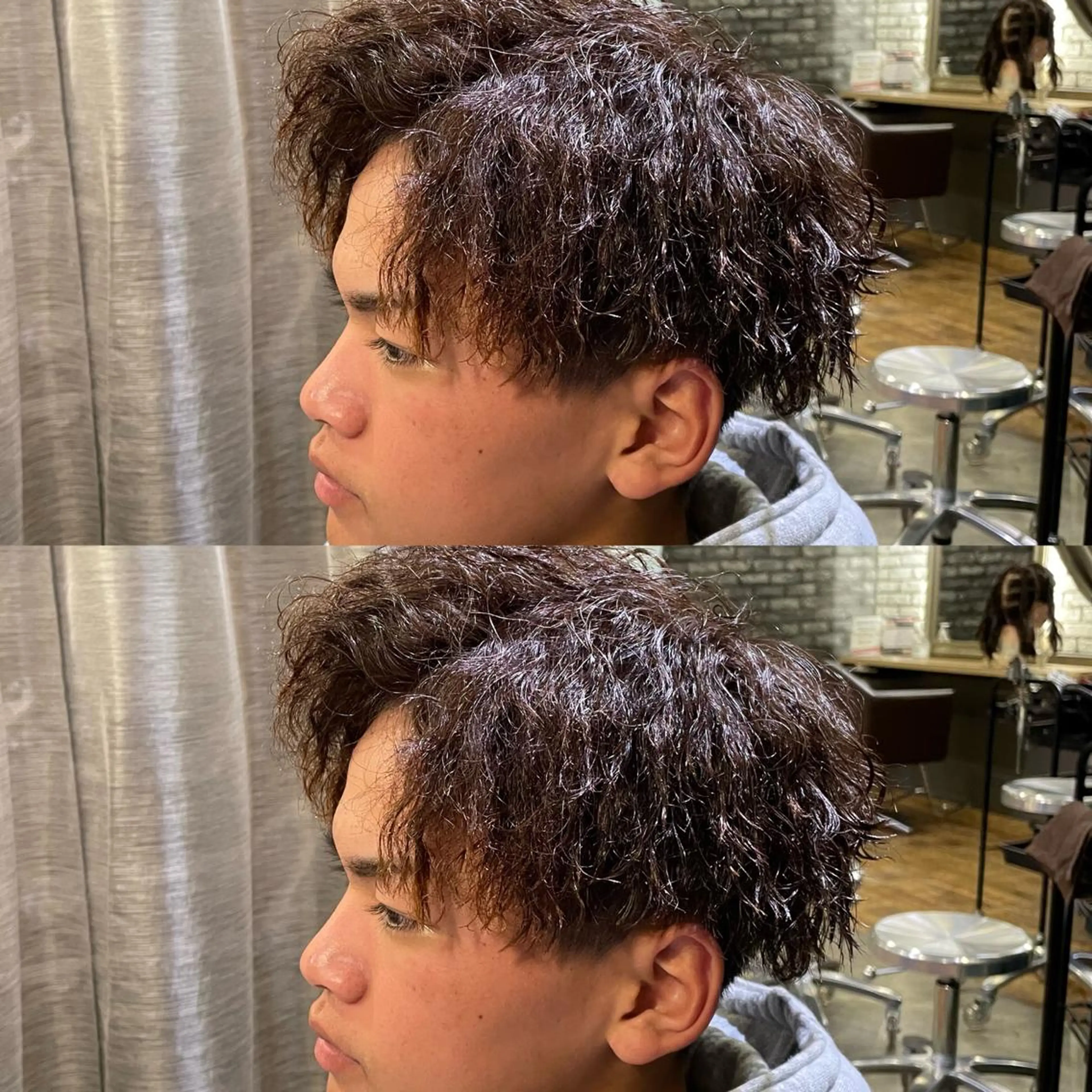 ショート パーマ メンズ センターパート メンズハイライト メンズメッシュ メンズパーマ スパイキーショート 中崎町メンズパーマ/ シャドウ/山下拓実のヘアスタイル