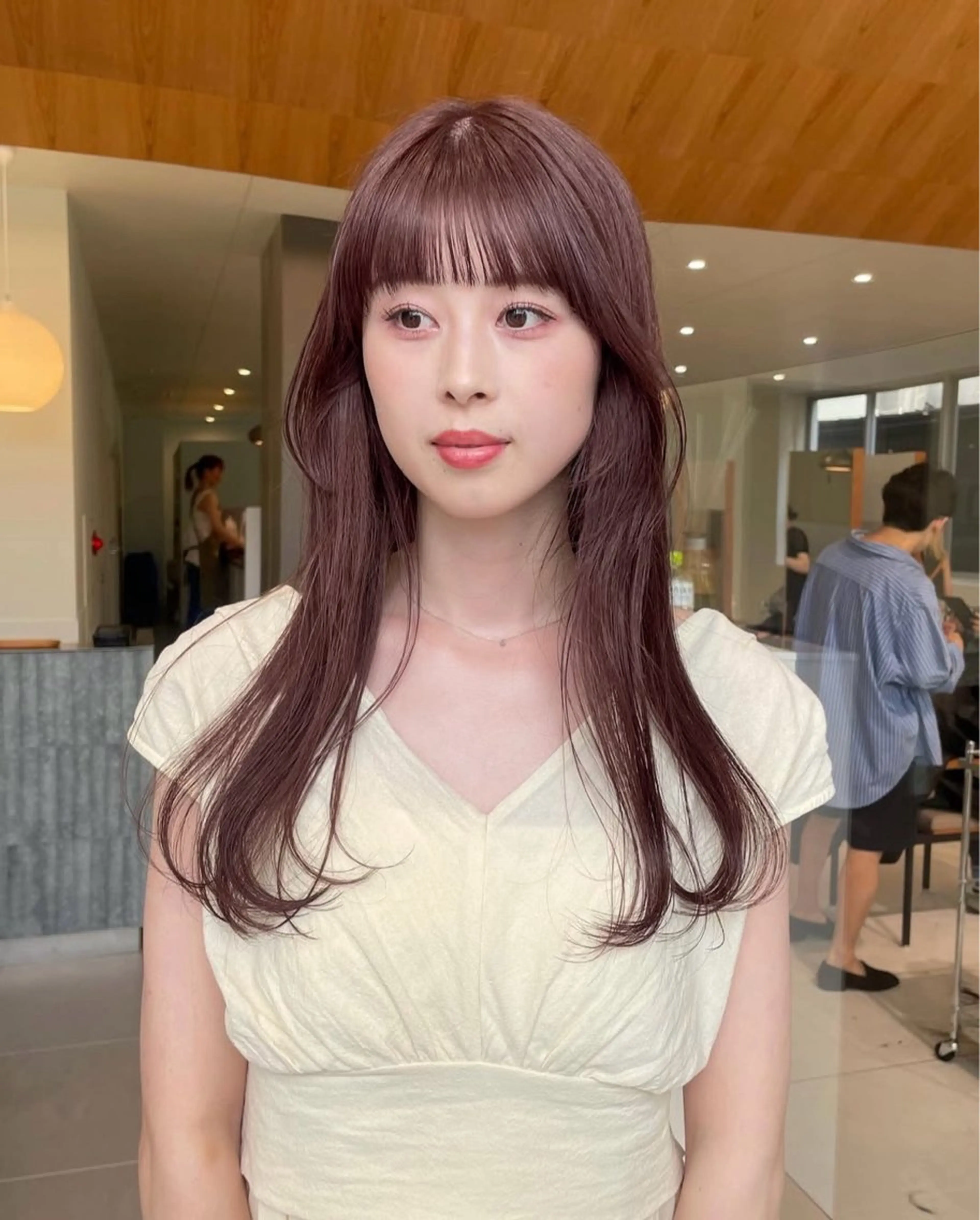 ロング カラー ヘアアレンジ カット ヘアカラー トリートメント 似合わせレイヤー ＆透明感カラーのヘアスタイル