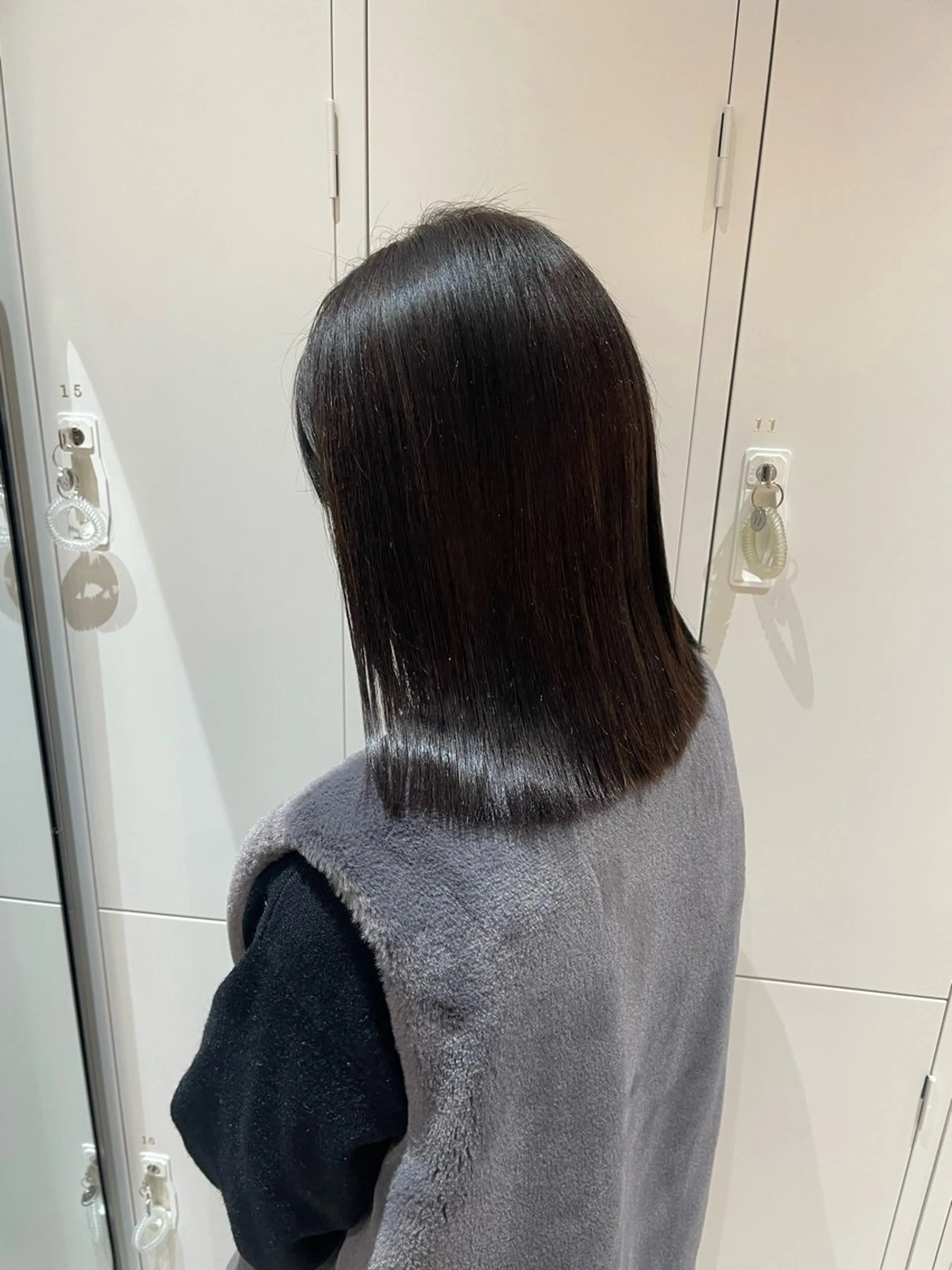 ミディアム 縮毛矯正 トリートメント ゆきのZina京都駅 ヘッドスパ/髪質改善のヘアスタイル