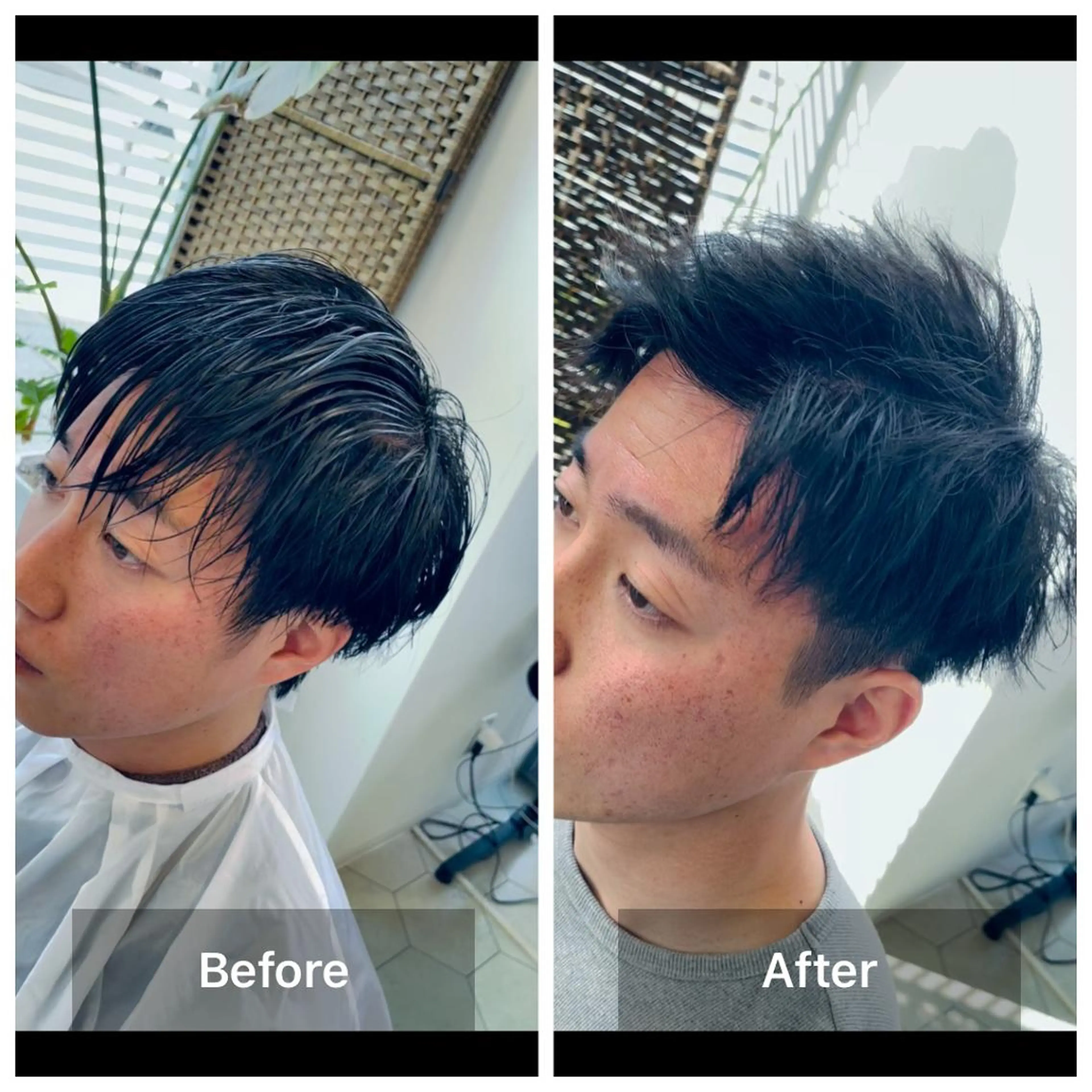 ショート パーマ メンズ アップバング メンズパーマ メンズツイストパーマ ツイストパーマ カット パーマ ヘアセット share salon　SCENA所属・堤太志 メンズパーマ特化のヘアスタイル