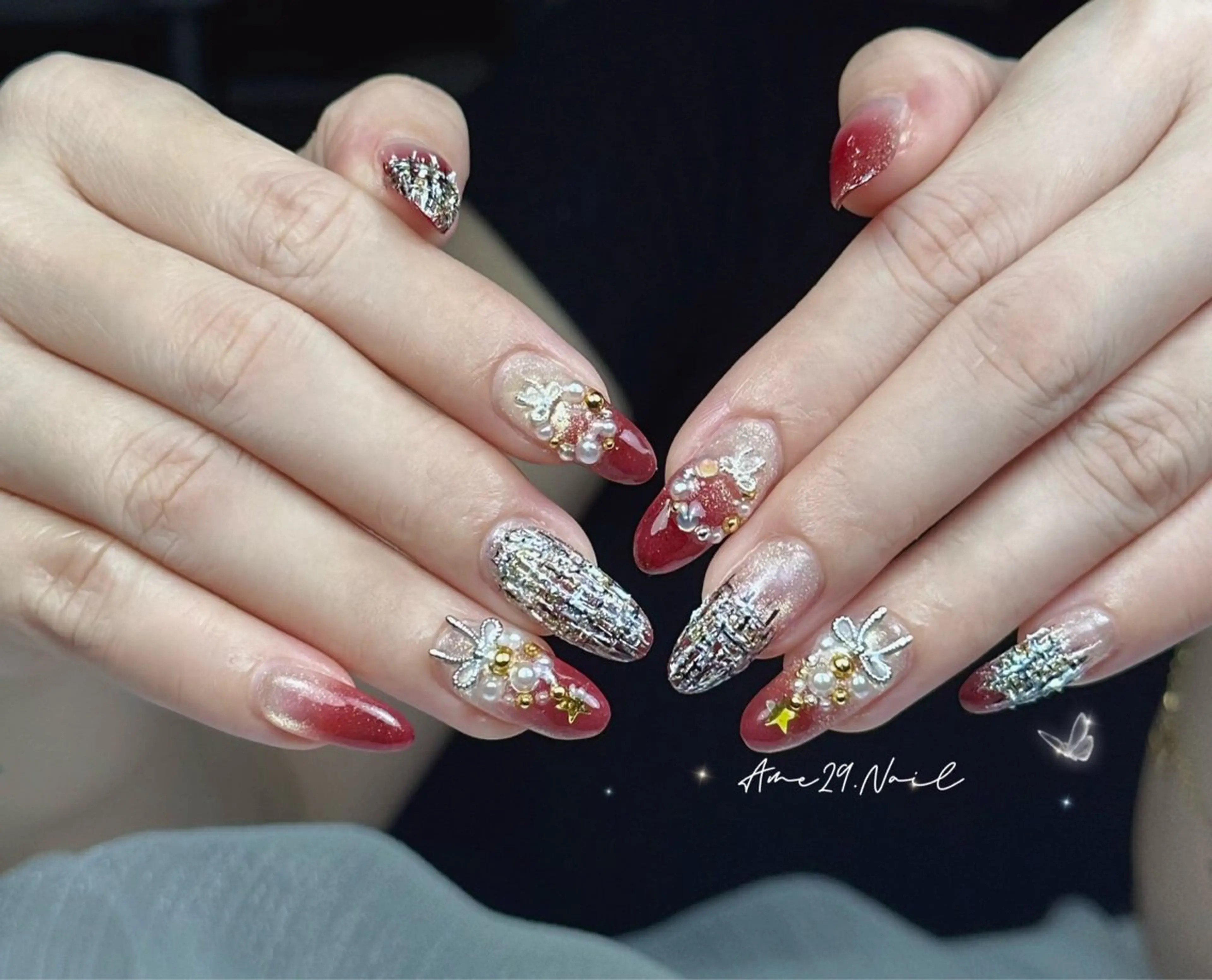 ネイル アートネイル ドット フラッシュネイル フレンチネイル グラデーション AME29 Nail ネイルサロンのネイルデザイン