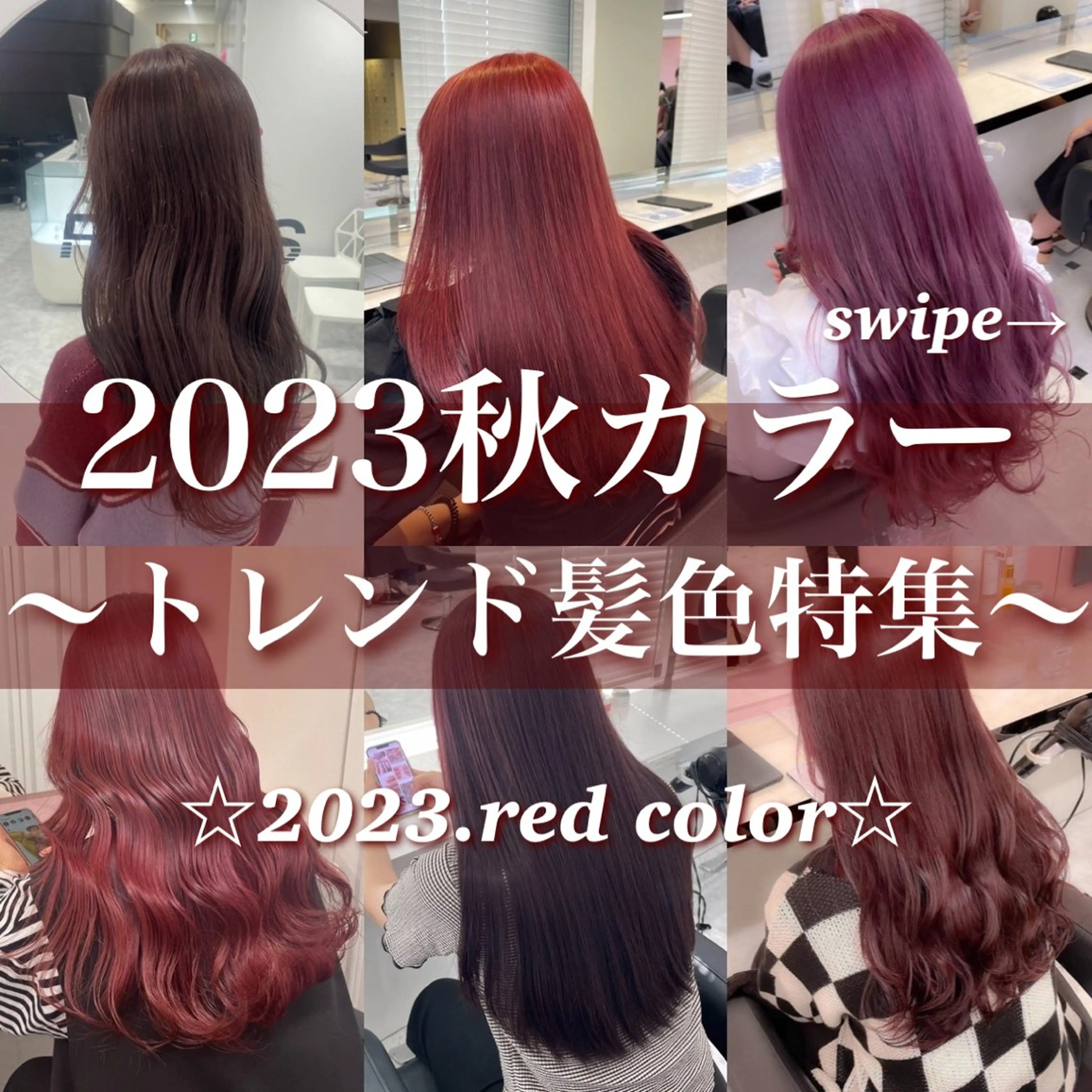 ロング カラー レッドカラー ブリーチなし🩶 グレージュのヘアスタイル