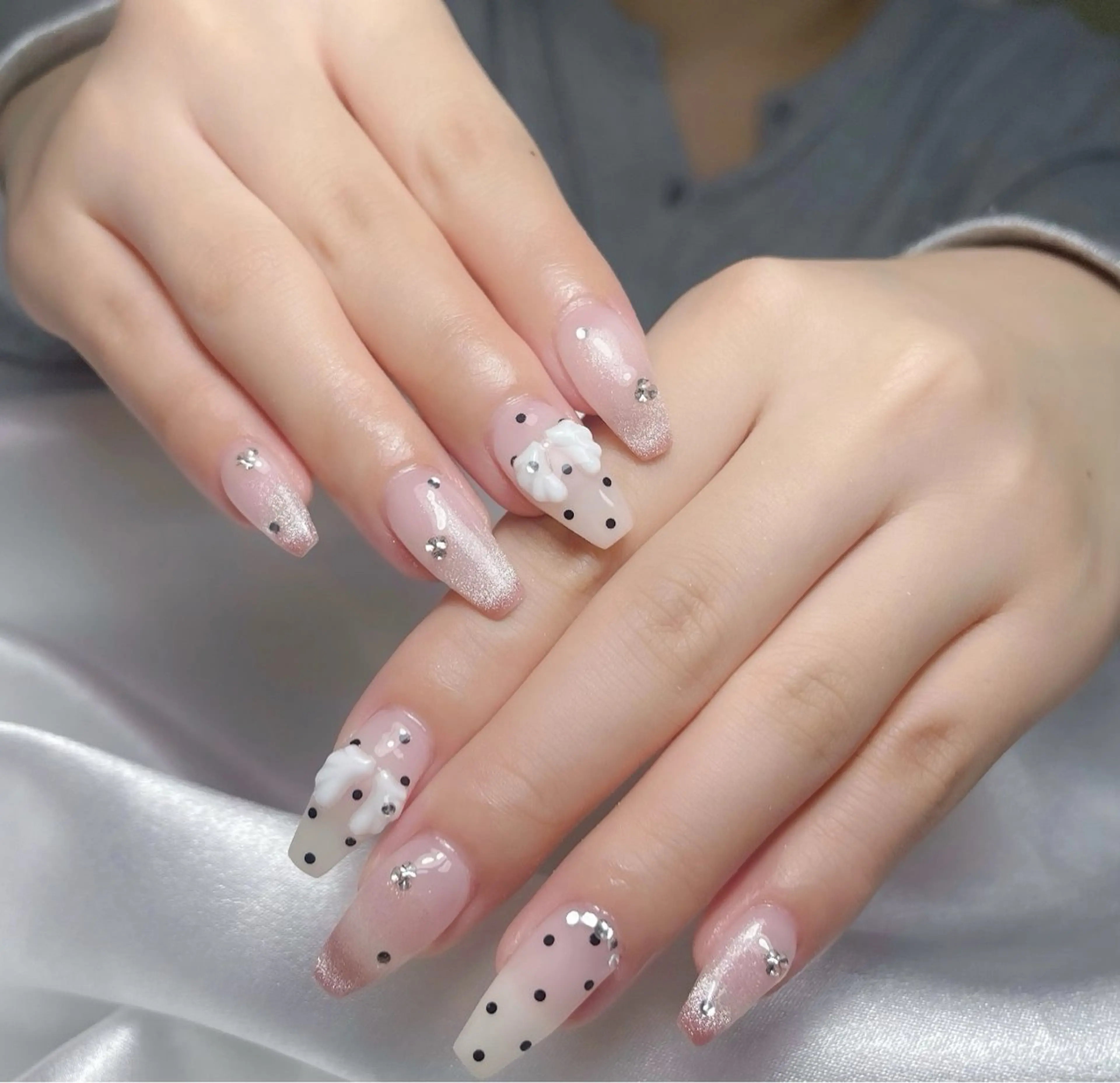 ネイル 長さ出し フレンチネイル 韓国ネイル レース マグネットネイル yuna ユナのネイルデザイン