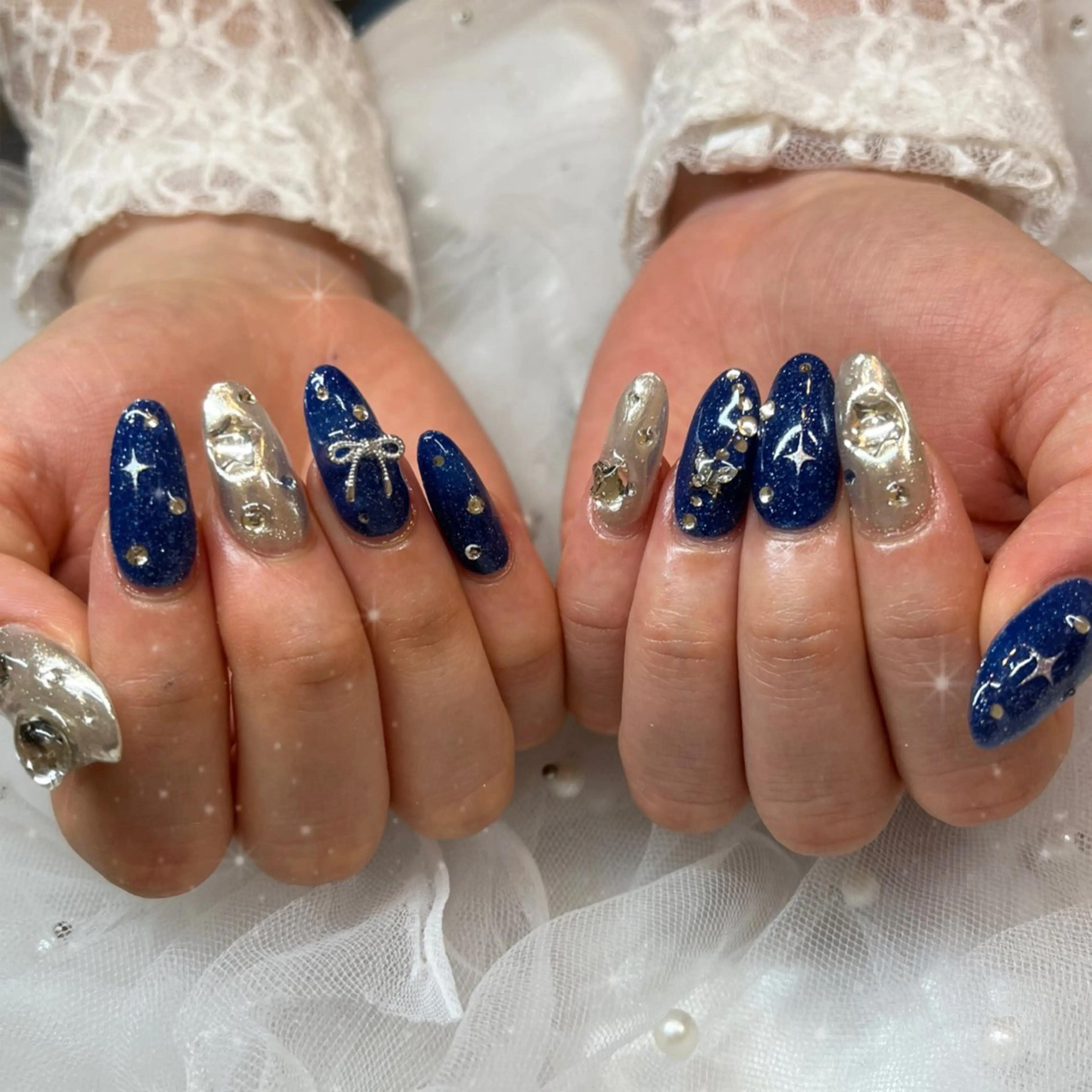 ネイル フラッシュネイル ミラーネイル ハンドネイル BlueDaisy 栄本店のネイルデザイン