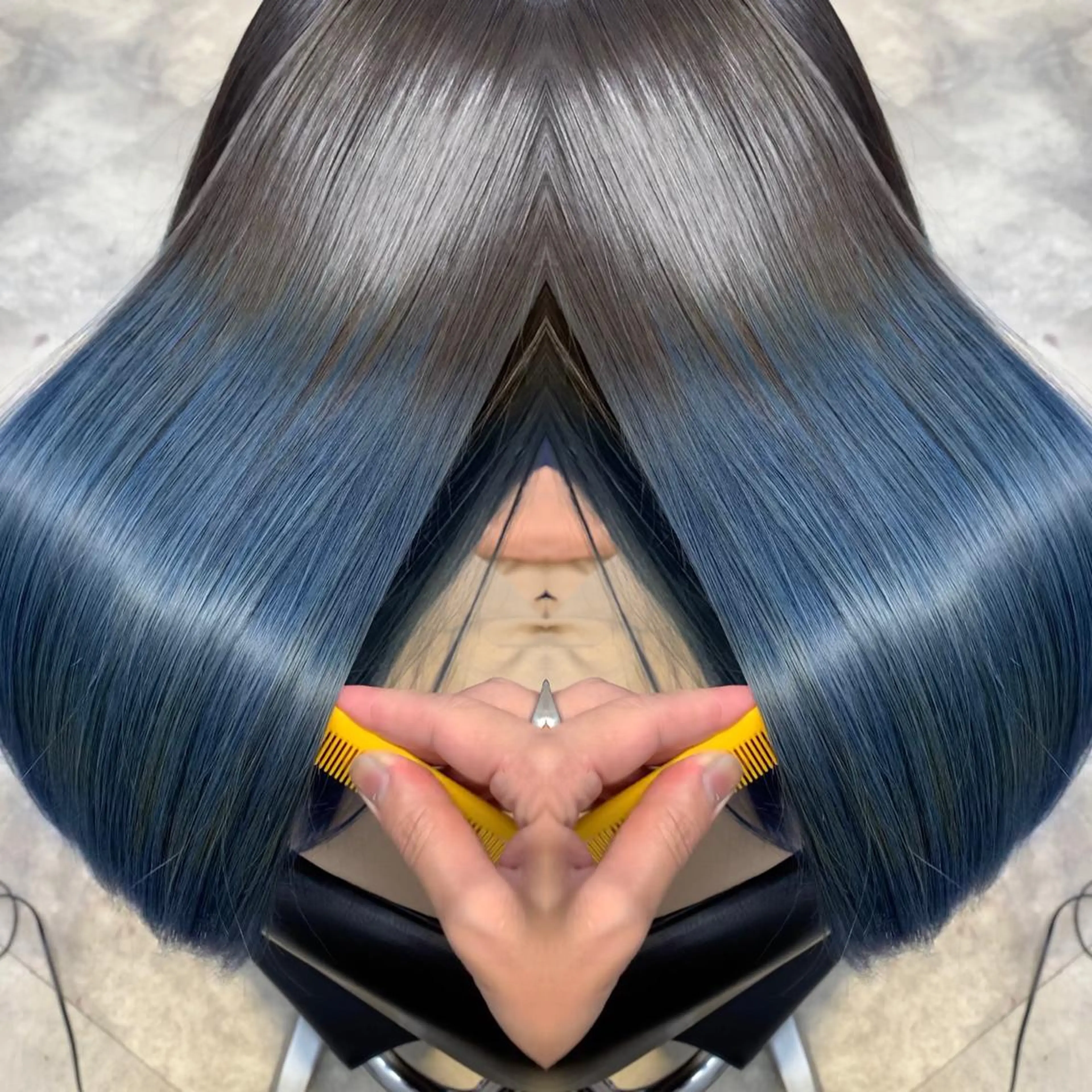 ロング カラー 縮毛矯正 トリートメント 及川シゲル 髪質改善講師のヘアスタイル