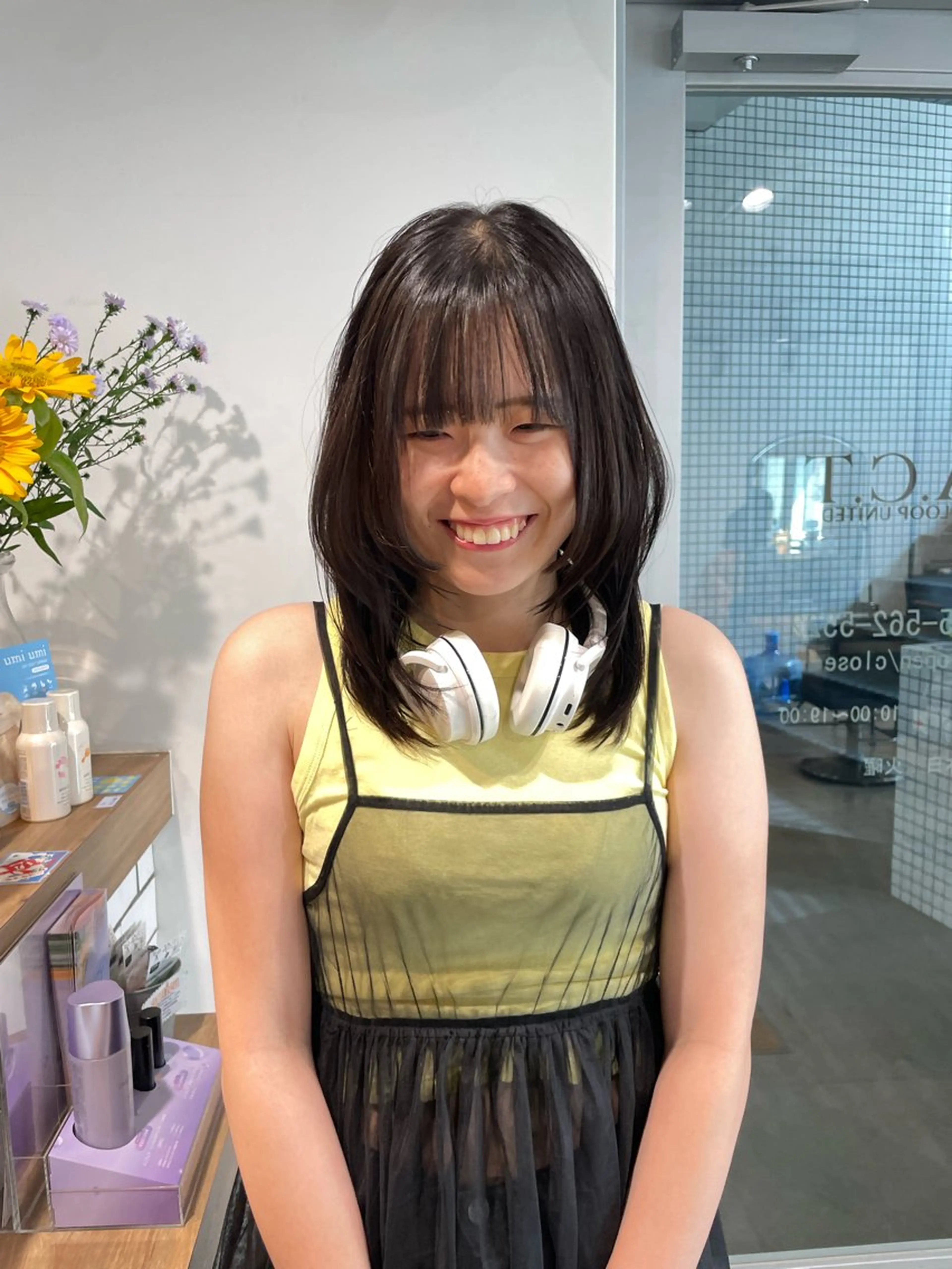 ミディアム カット ヘアカラー トリートメント 髪質改善カラー× レイヤー/rinaのヘアスタイル