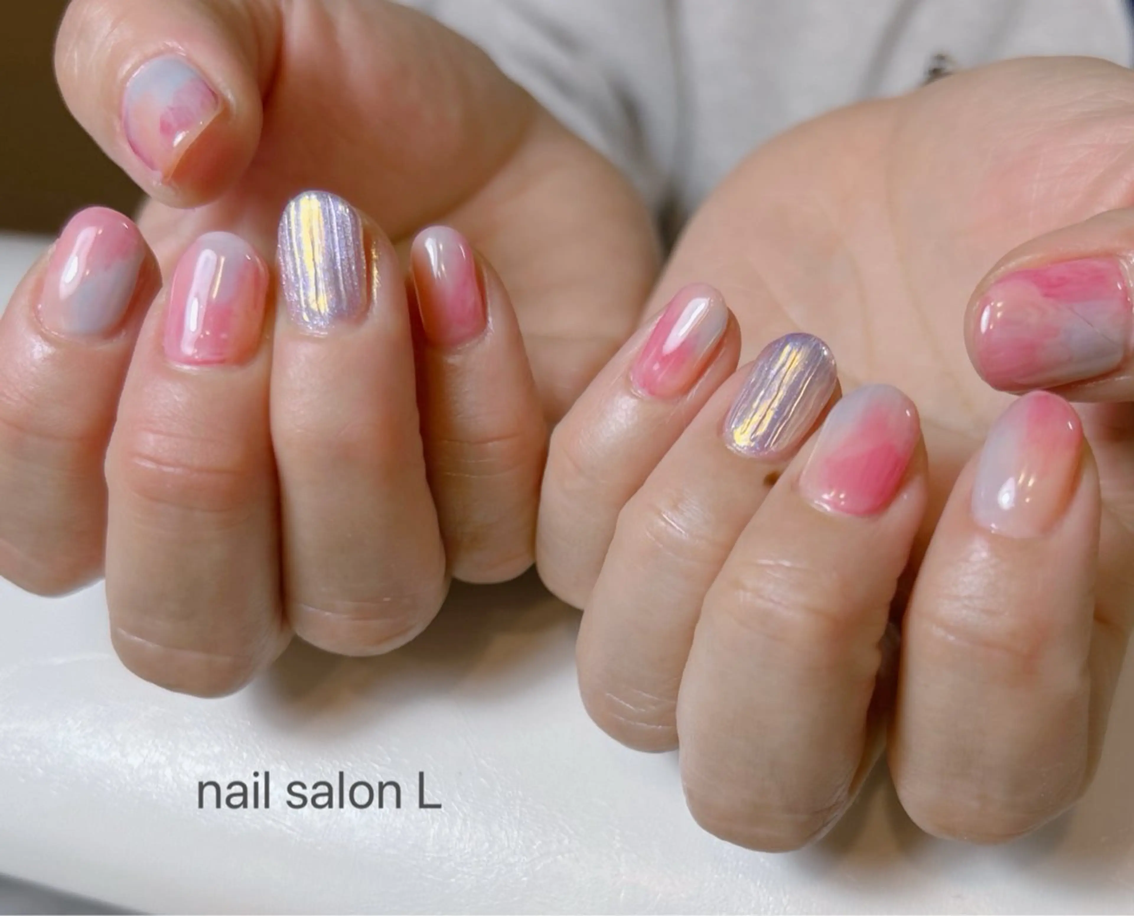 ネイル ニュアンスネイル 春ネイル ハンドネイル 吉川市 ネイルサロンLのネイルデザイン