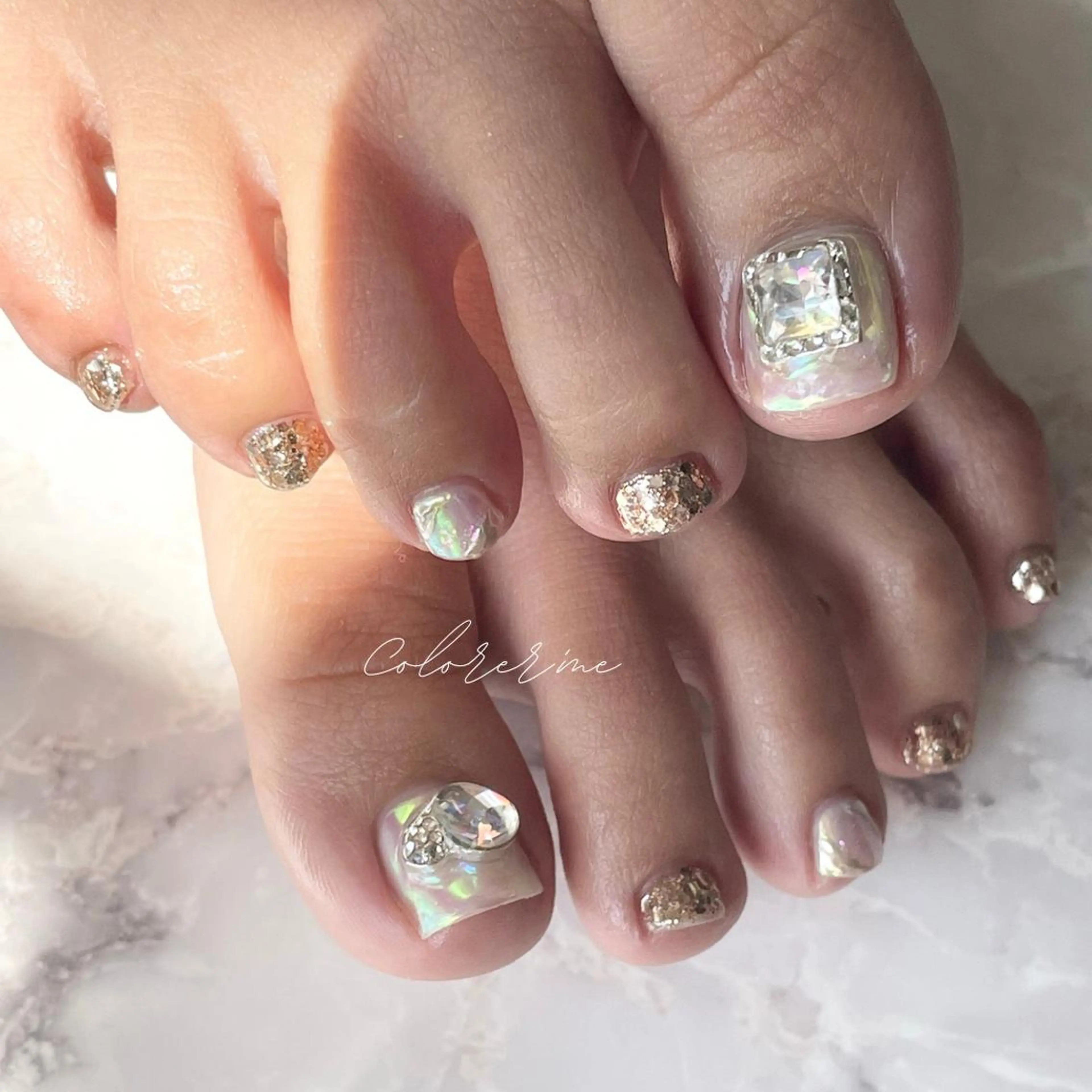 ネイル オーロラネイル 韓国ネイル ストーンネイル Colorer'me クロレミーのネイルデザイン