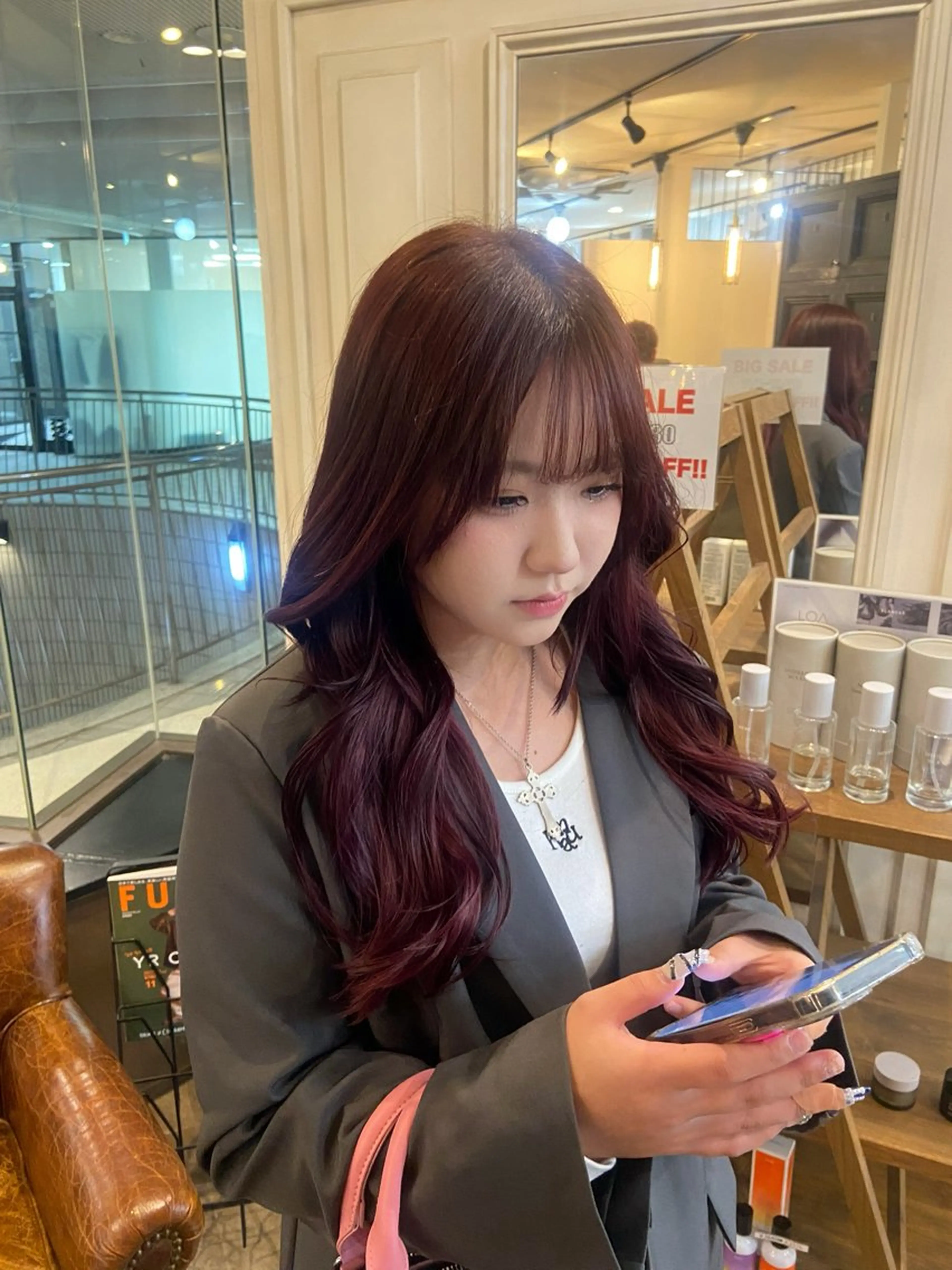ロング カラー ラベンダーカラー ラベンダーピンク ピンクカラー カット ヘアカラー トリートメント 艶髪矯正|ダイオウ シュナのヘアスタイル