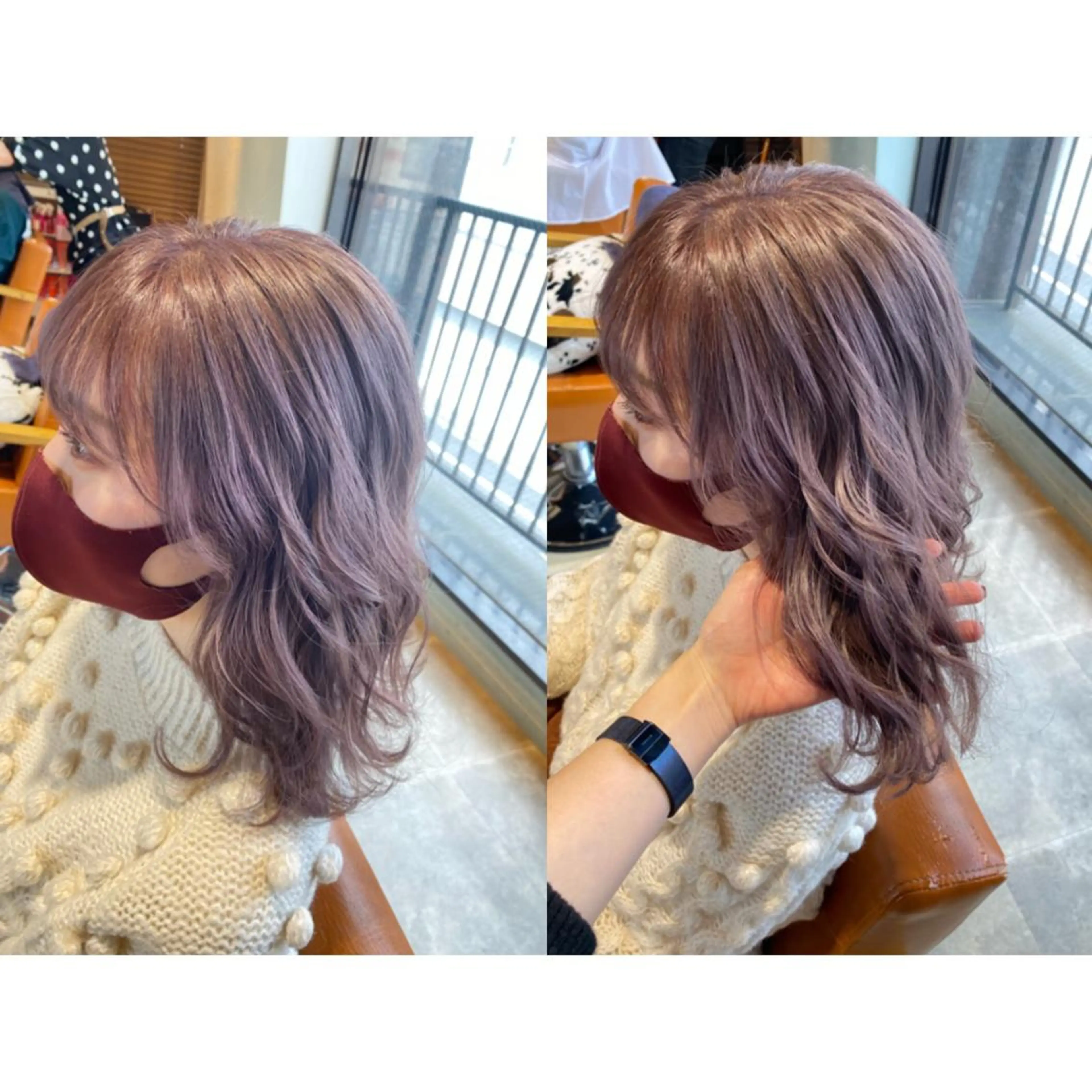 カラー ベージュカラー ブリーチ ラベンダーカラー カット 縮毛矯正 トリートメント 🐻結んで可愛い hair EMI🐻のヘアスタイル