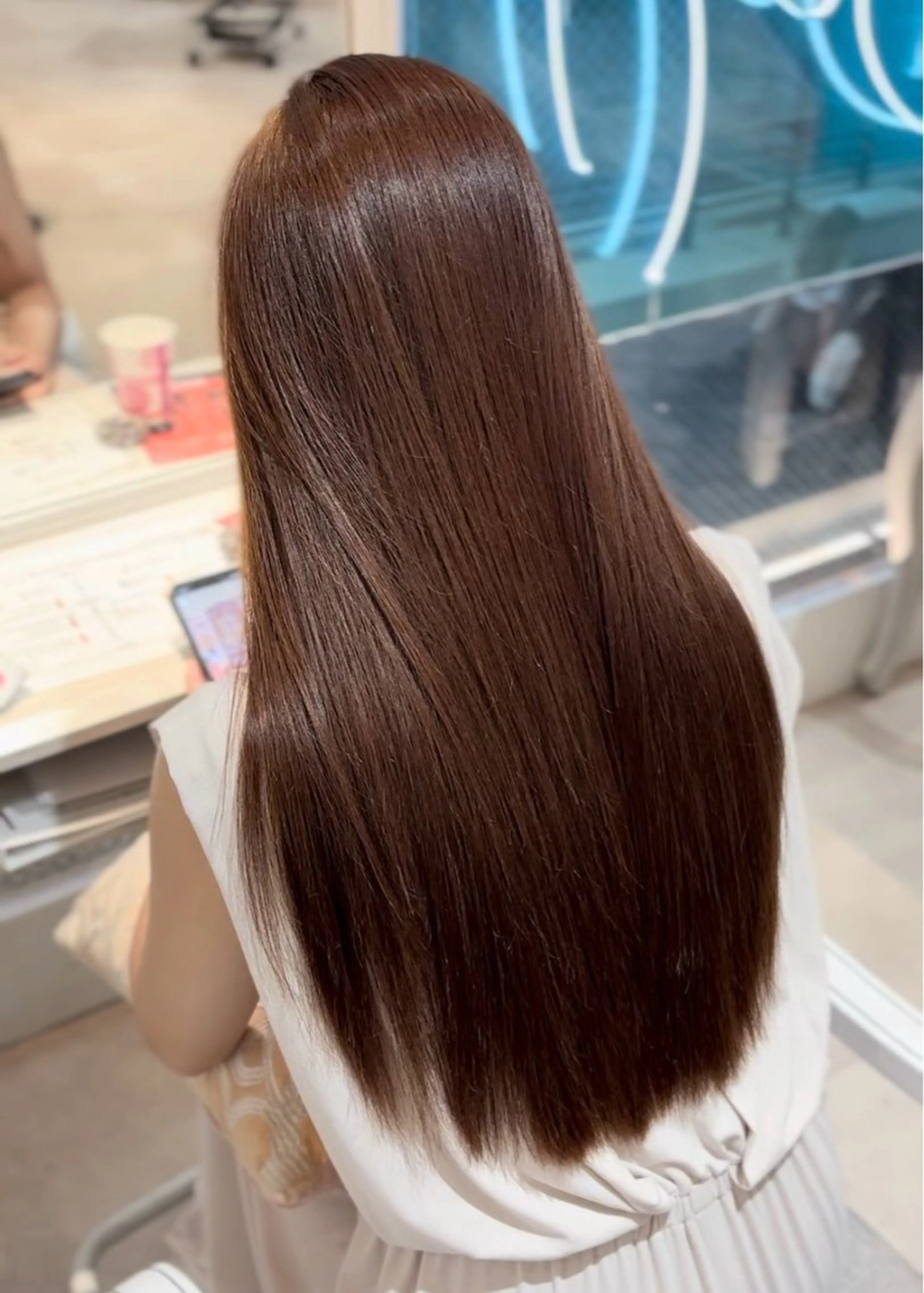 ロング 縮毛矯正 レイヤーカット 韓国風/yukinoのヘアスタイル