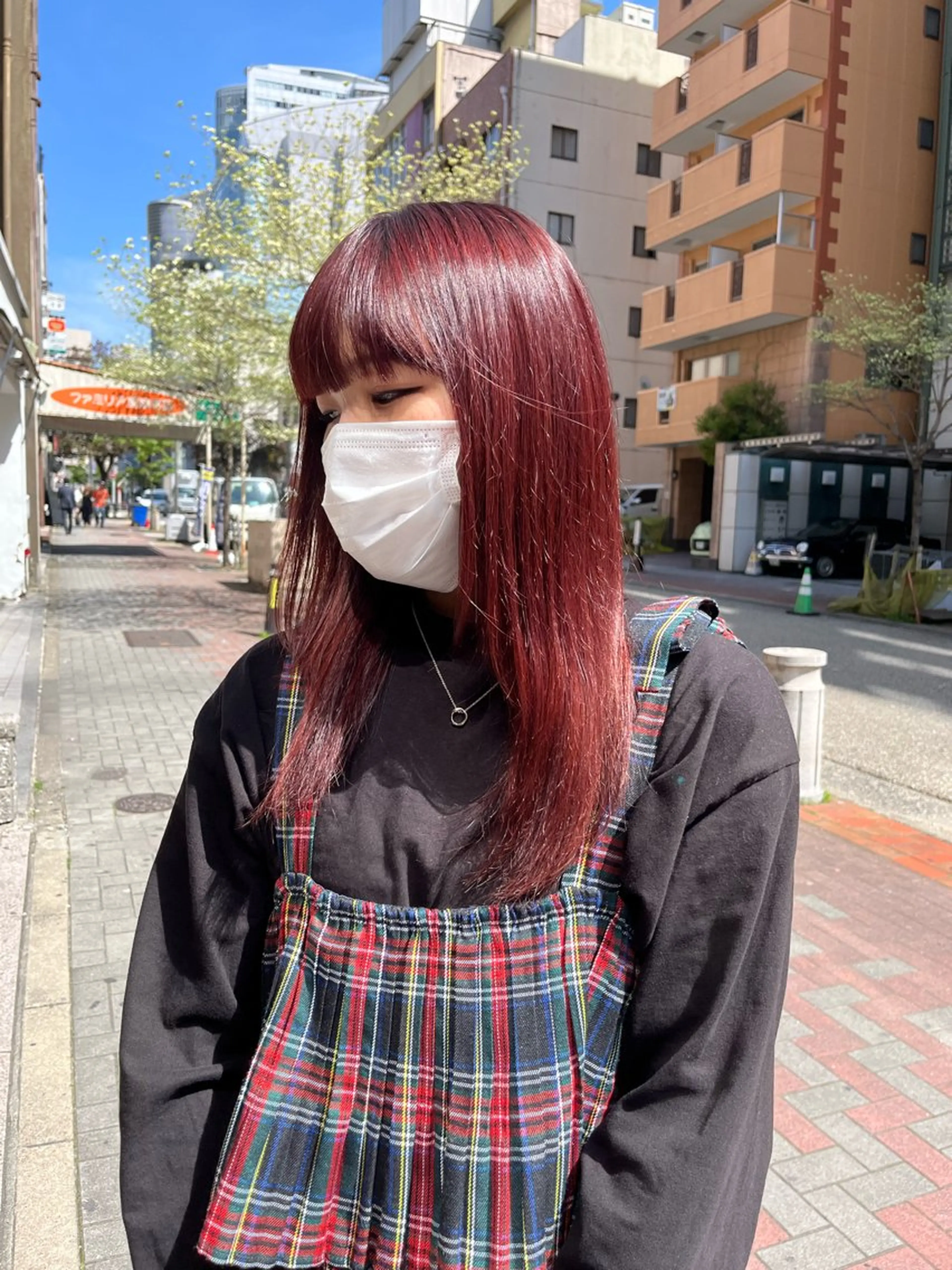 セミロング カラー レッドカラー 🎀ゆな🎀ブリーチ /ショートウルフのヘアスタイル