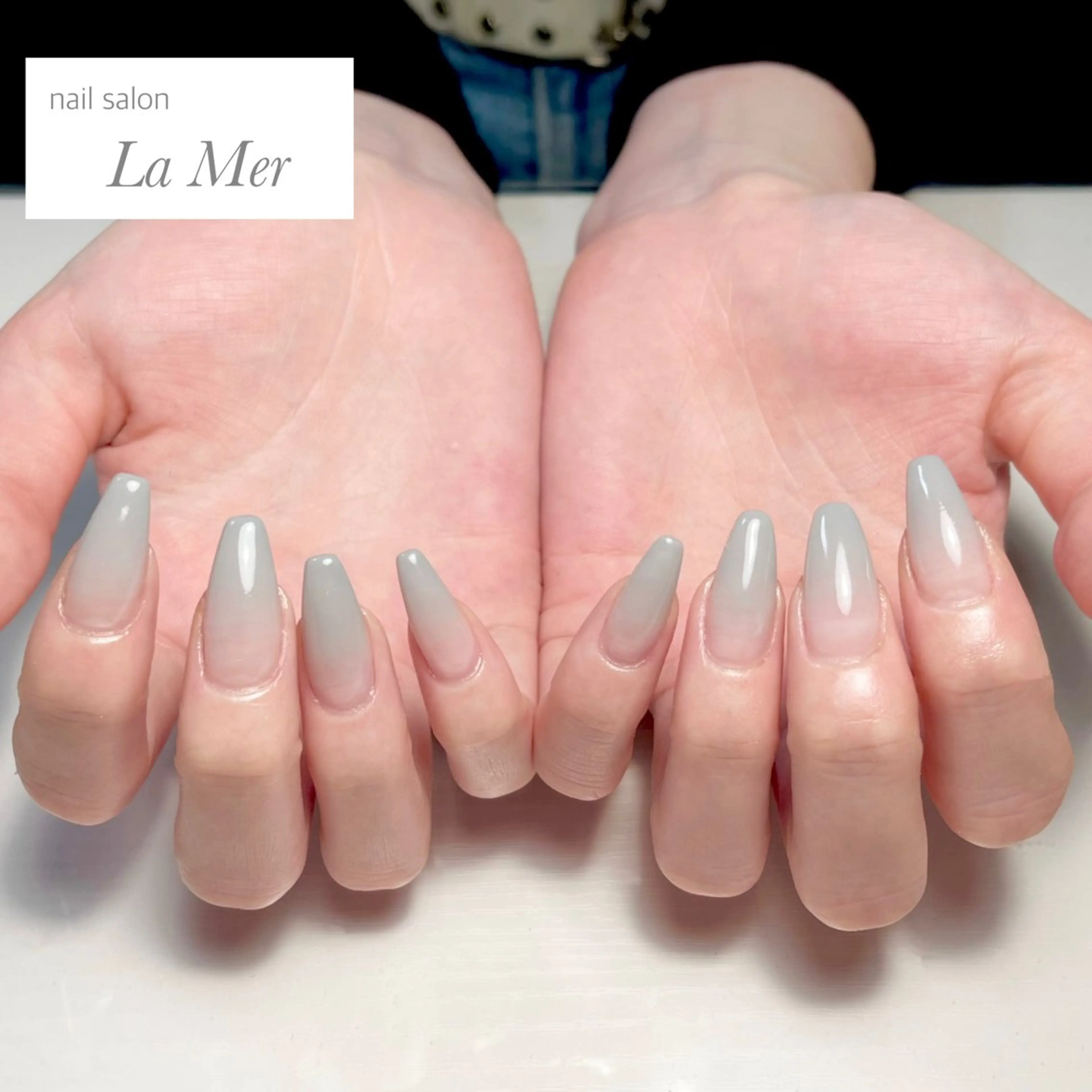 ネイル カジュアル 長さ出し グラデーション ロングネイル オフィスネイル ハンドネイル nailsalon La Merのネイルデザイン