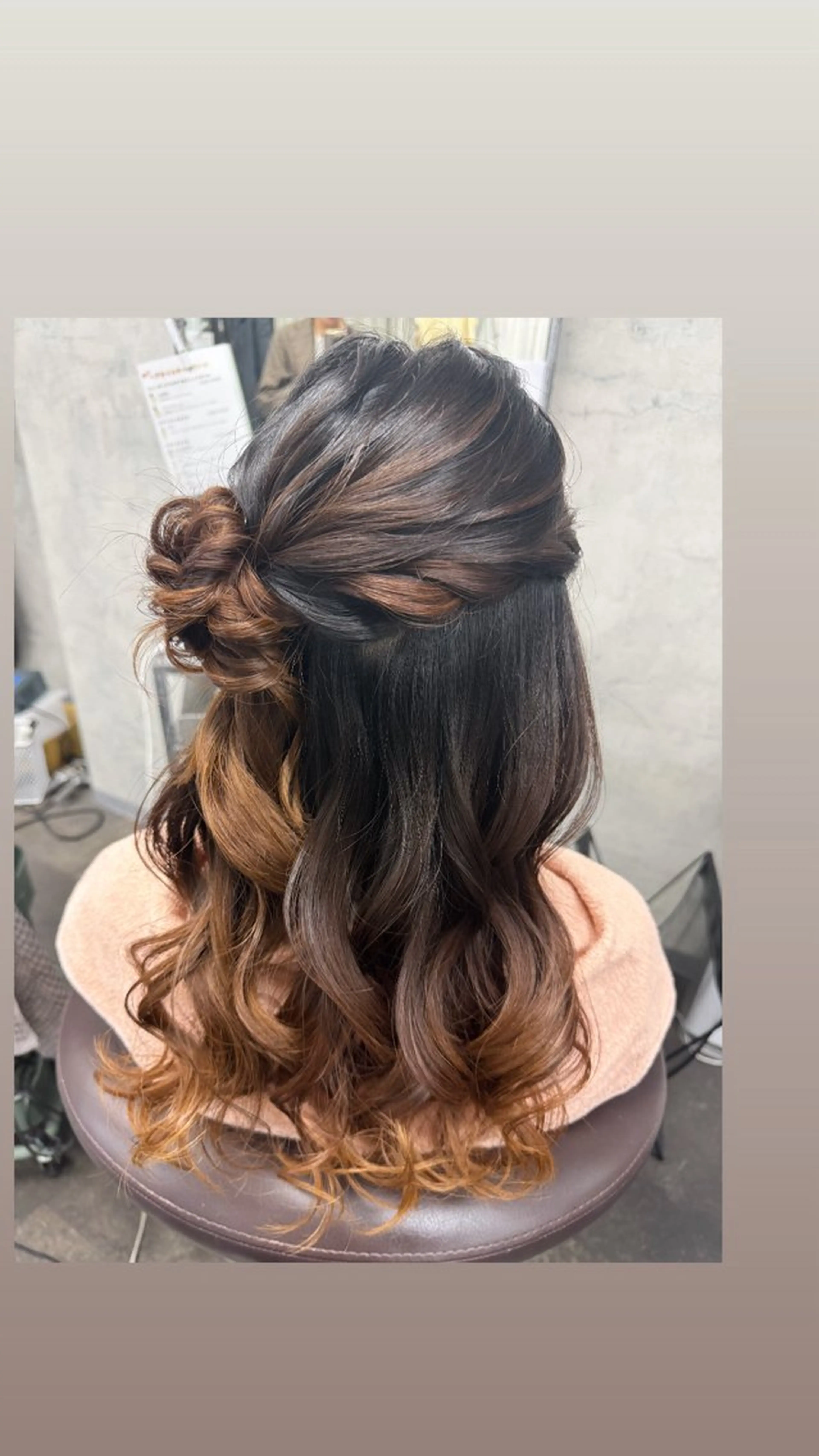ロング ヘアアレンジ ハーフアップ お団子ヘア 松本ののか /錦/ヘアセットのヘアスタイル