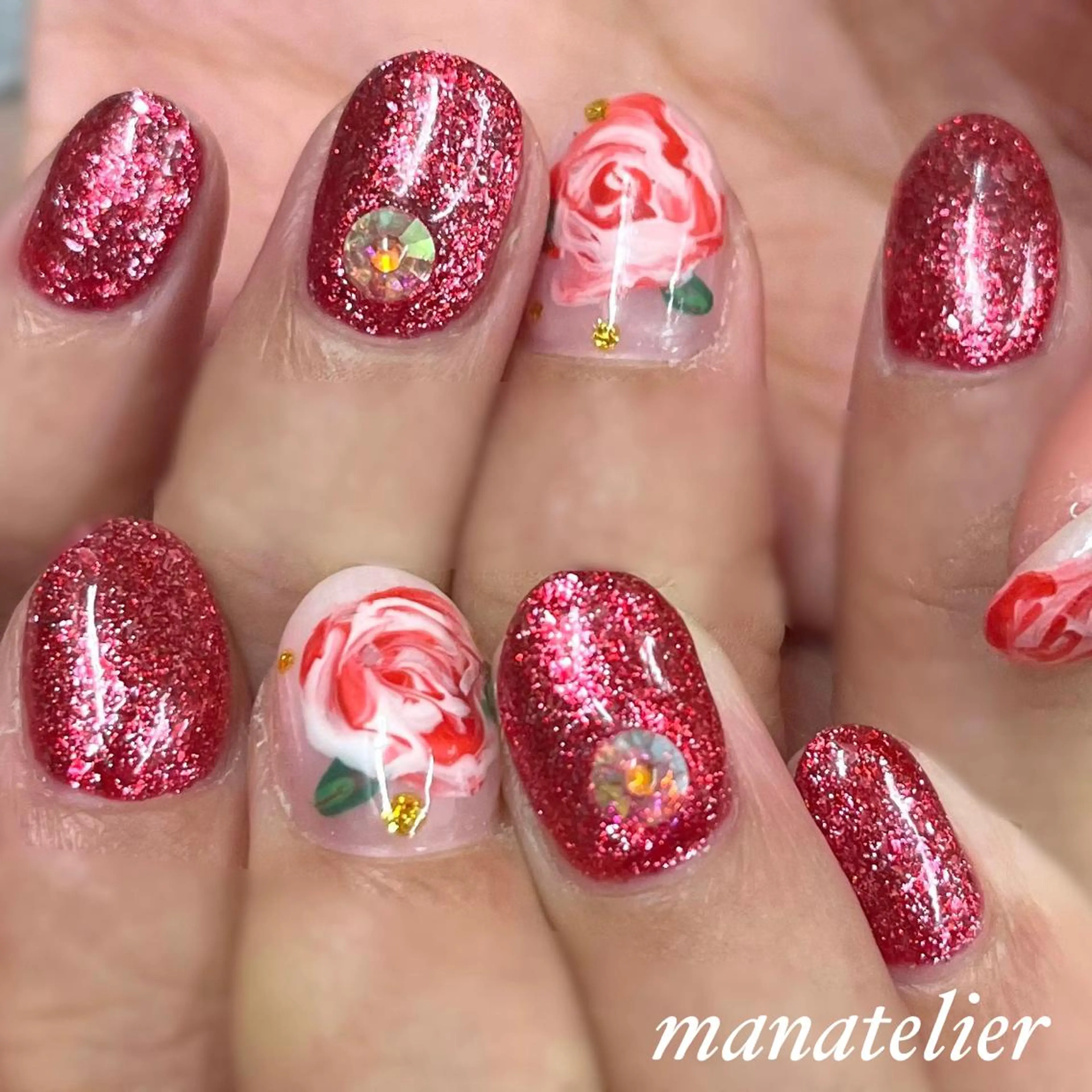 ネイル ストーンネイル ハンドネイル manatelier マナトリエのネイルデザイン