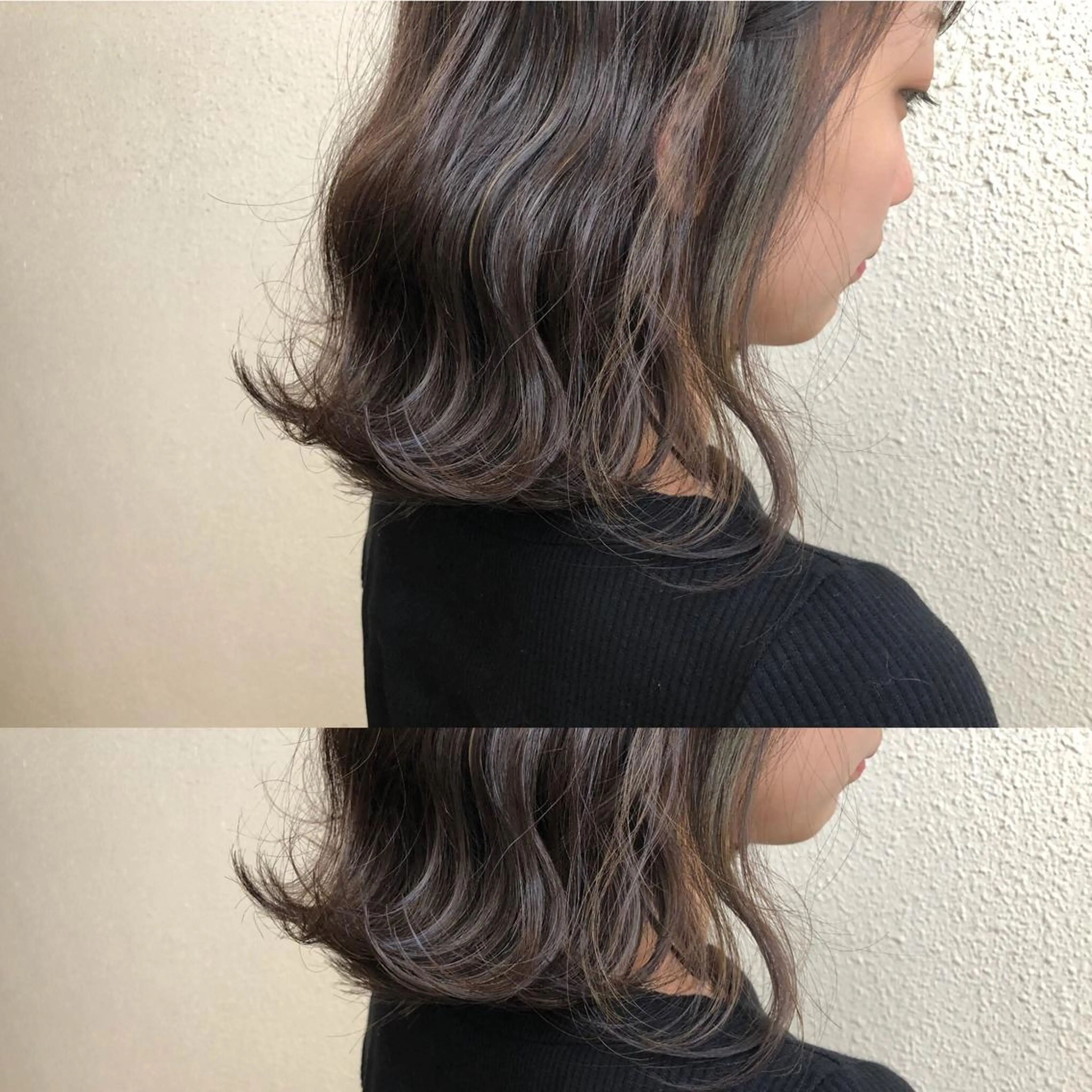 ミディアム カラー ハイライトカラー ハイライト ツキノキ ミナのヘアスタイル