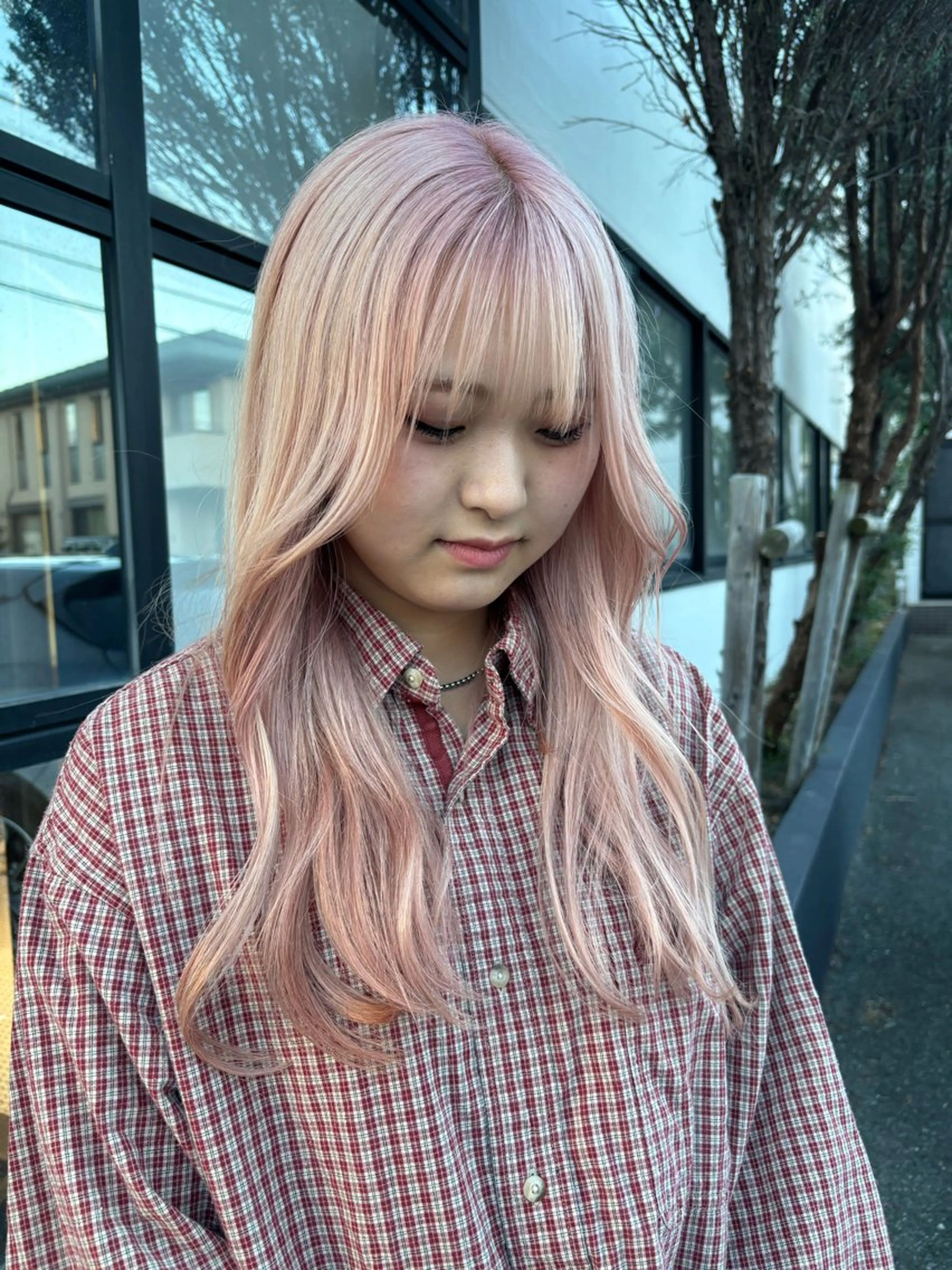 ロング カラー ブリーチ ハイトーンカラー ピンクカラー ホワイトピンク 似合わせレイヤー/ Wカラー🧸こころのヘアスタイル
