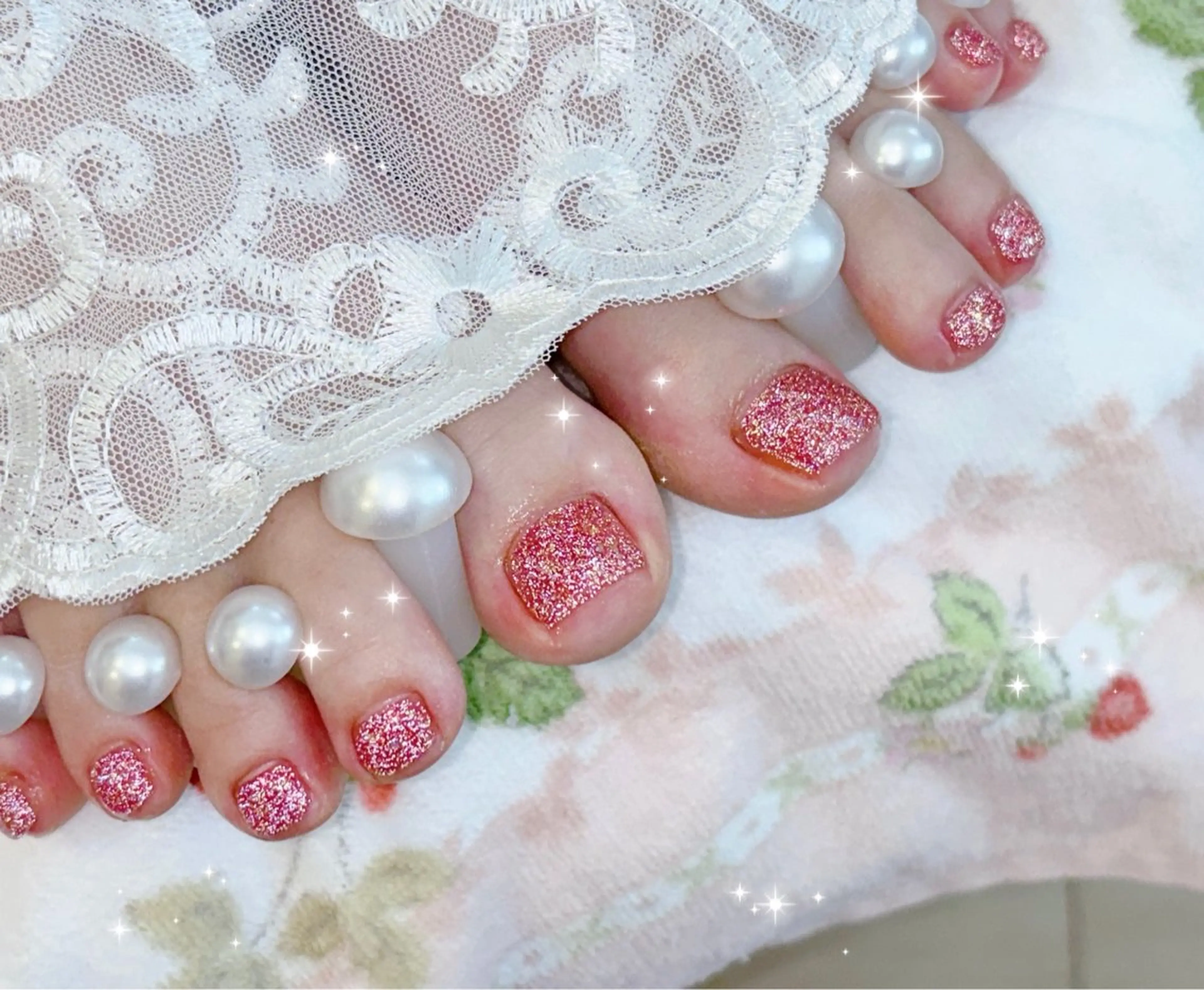 ネイル フラッシュネイル 赤色 フットネイル FLARE NAIL フレアネイルのネイルデザイン