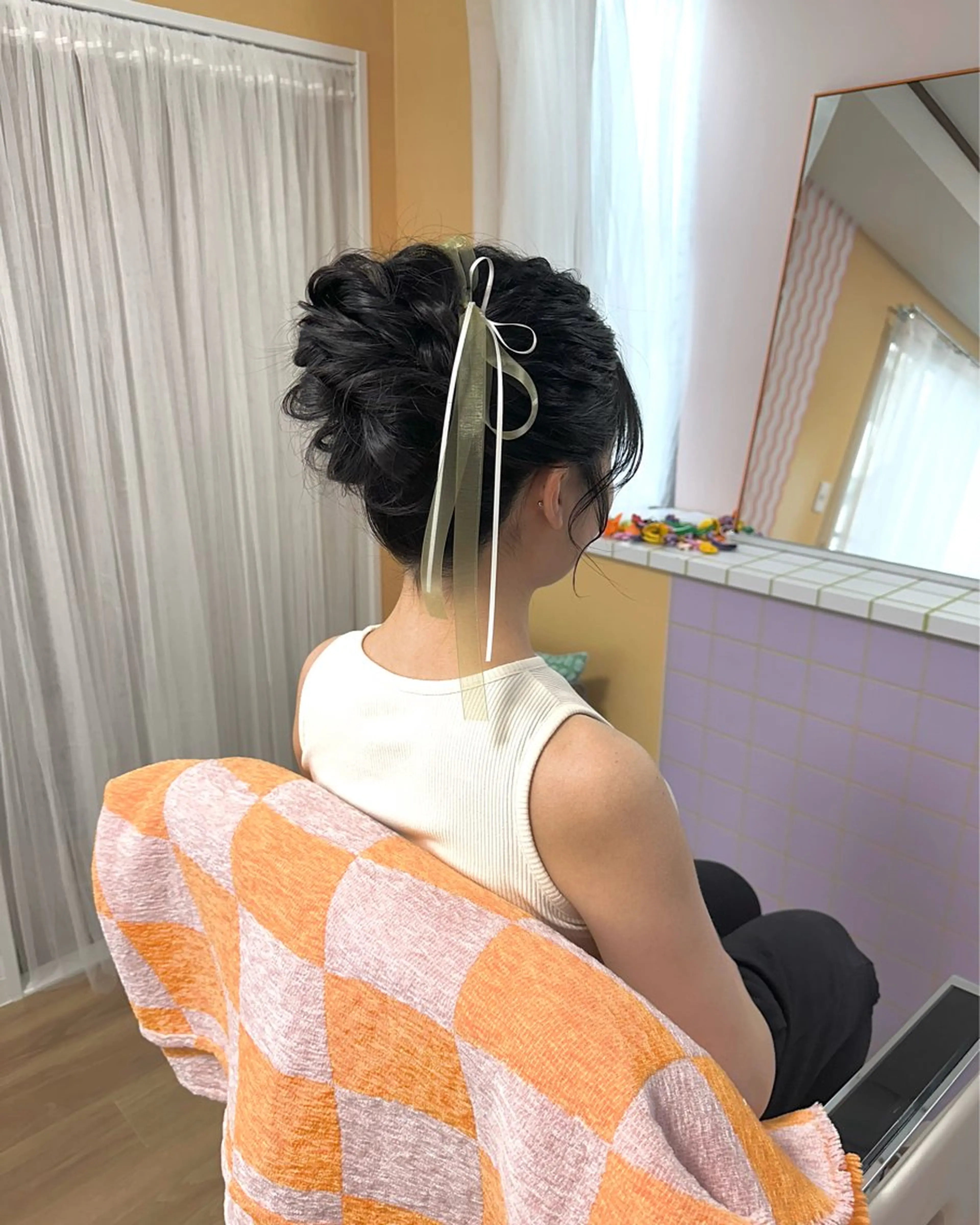 ロング お団子ヘア ヘアセット 黒川 麗のヘアスタイル