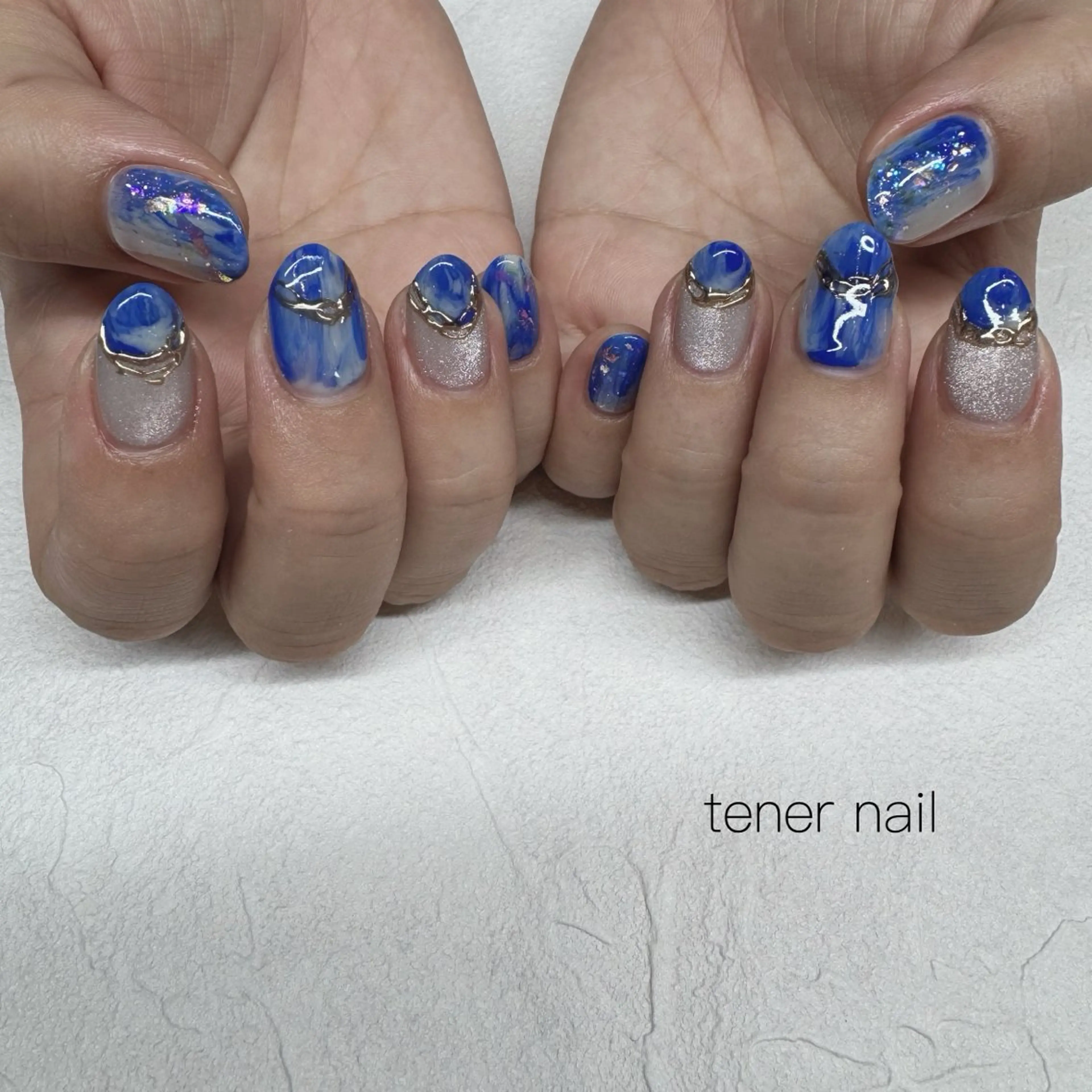 ネイル ブルー ニュアンスネイル ハンドネイル テネルネイル tener nailのネイルデザイン
