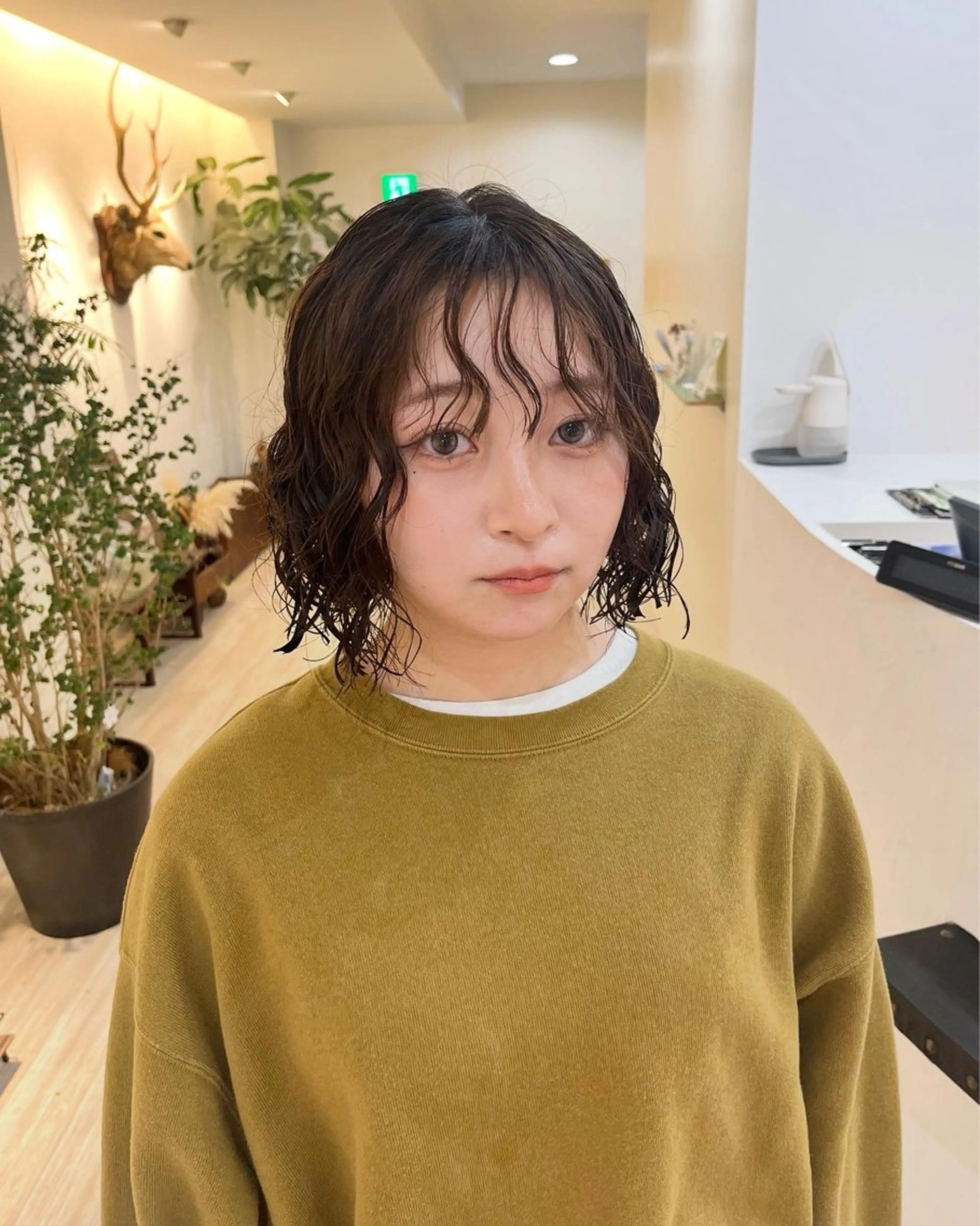 ショート パーマ カット パーマ トリートメント つぼみ/パーマ ／レイヤー／ボブのヘアスタイル