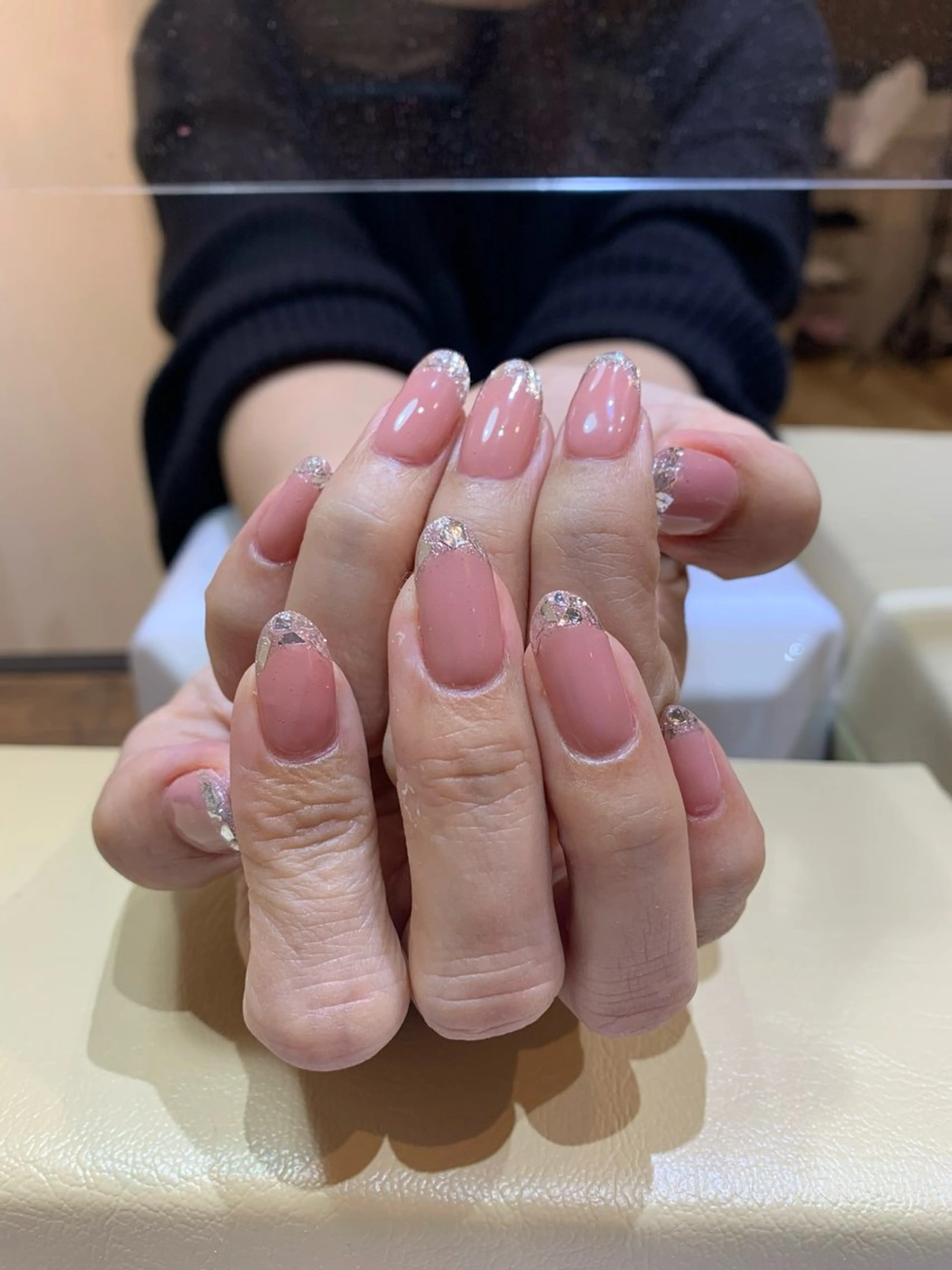 ネイル フレンチネイル ガラスフレンチ YUKIMO🍎名駅 /ニュアンスのネイルデザイン