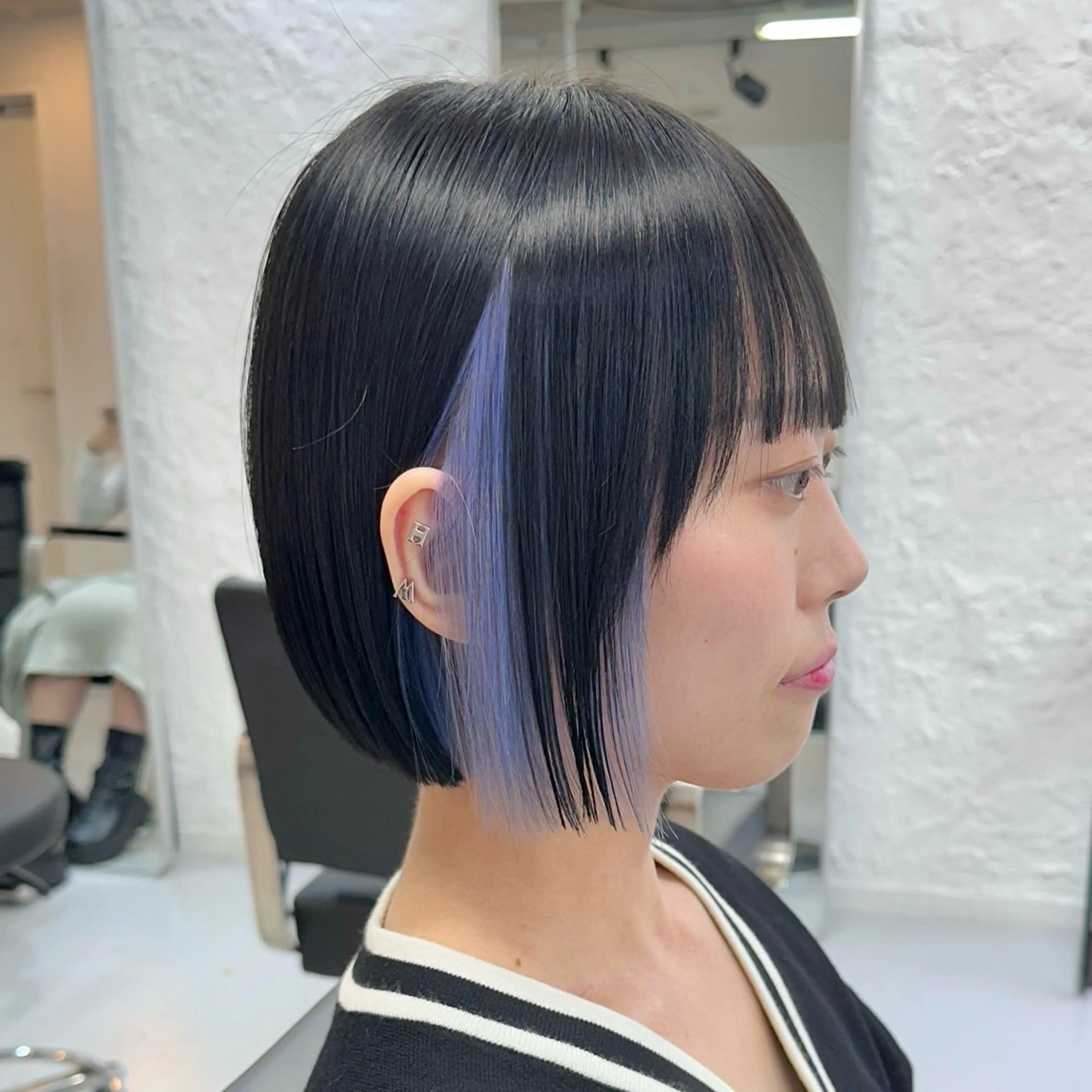 ショート カラー ブリーチ ブルーカラー ブルーラベンダー ケアブリーチ ダブルカラー カット ヘアカラー トリートメント インナーカラー/レイ ヤーカット♡/マキシのヘアスタイル