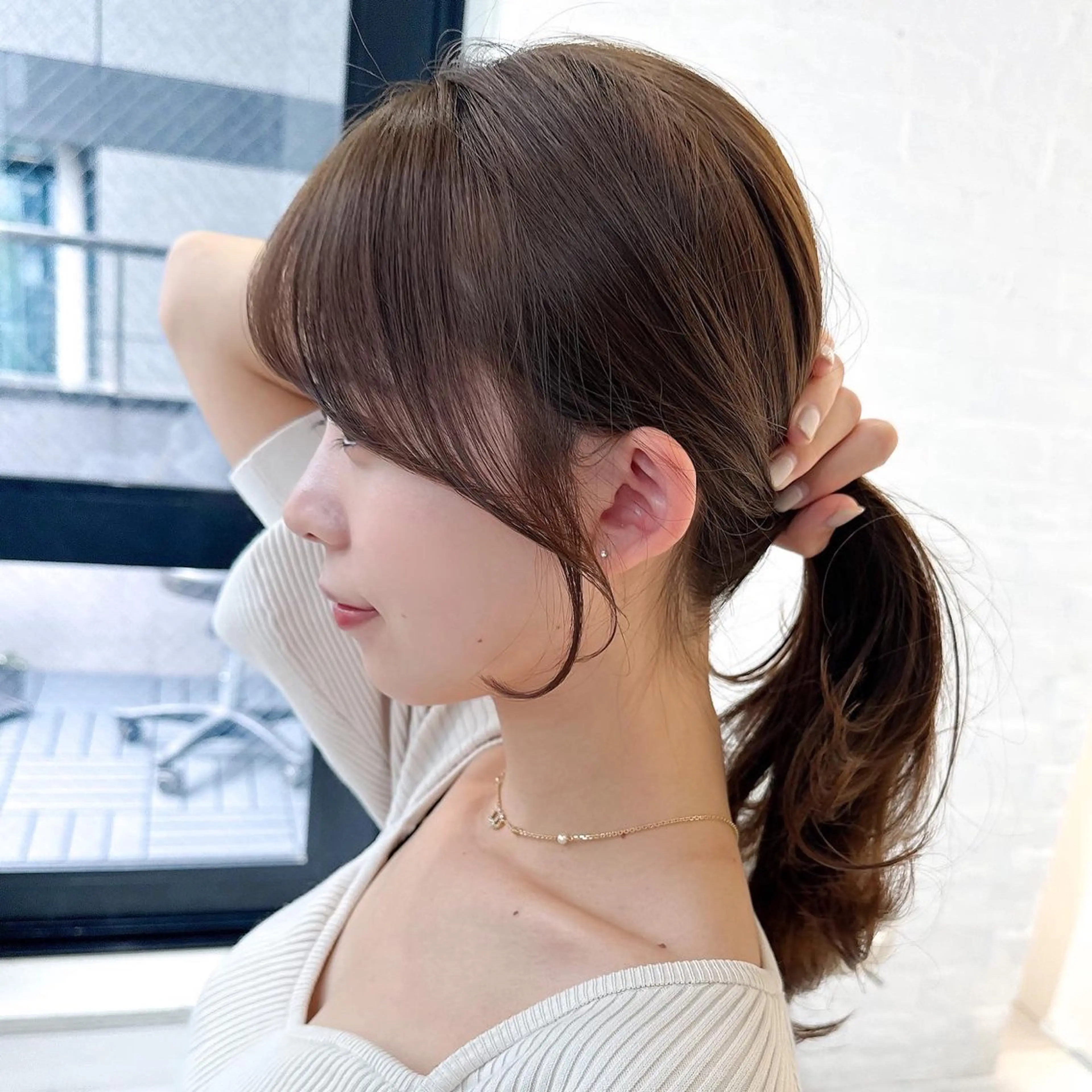 セミロング カラー ベージュカラー ブラウンカラー ブラウンベージュ くびれヘア 顔周りカット 顔周り/くびれヘア 韓国ヘア💕風間るなのヘアスタイル