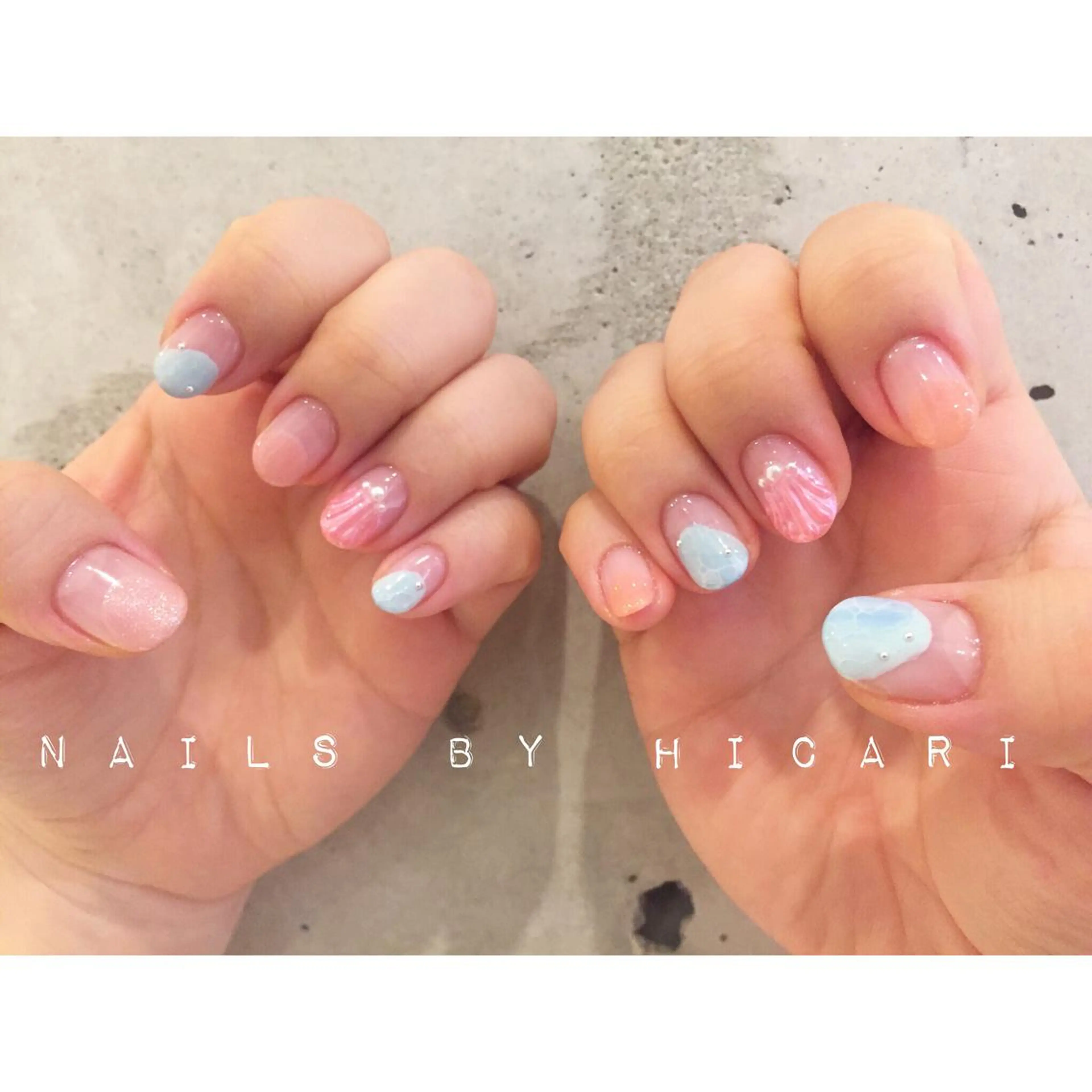 ショート カラー ネイル マツエク・マツパ ジェルネイル ニュアンスネイル パラジェル illum hicariのネイルデザイン