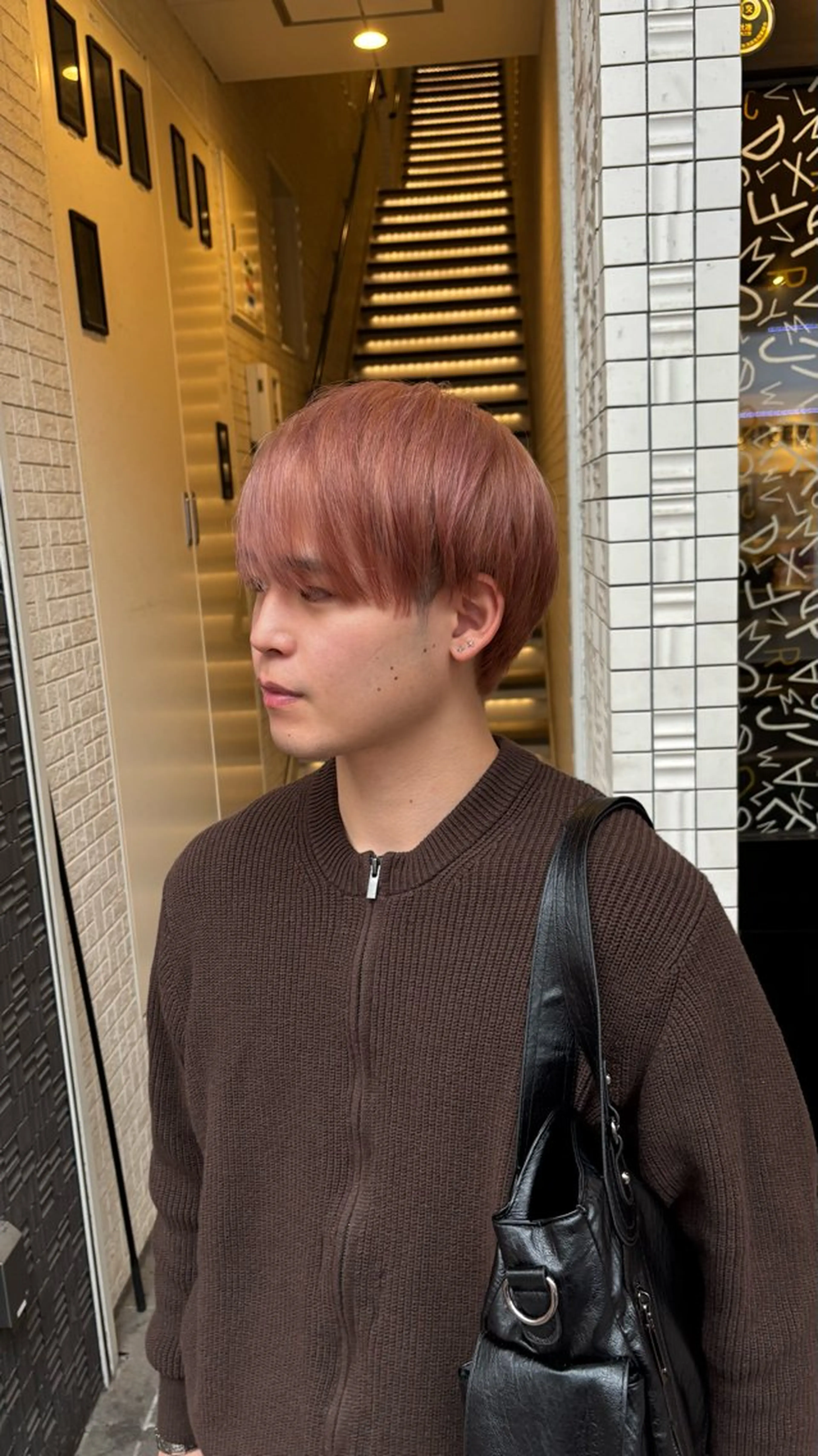 カラー メンズ メンズブリーチ ベージュカラー ブリーチ ピンクカラー ピンクベージュ カット ヘアカラー Lafith 熊本/ CHIHIROのヘアスタイル