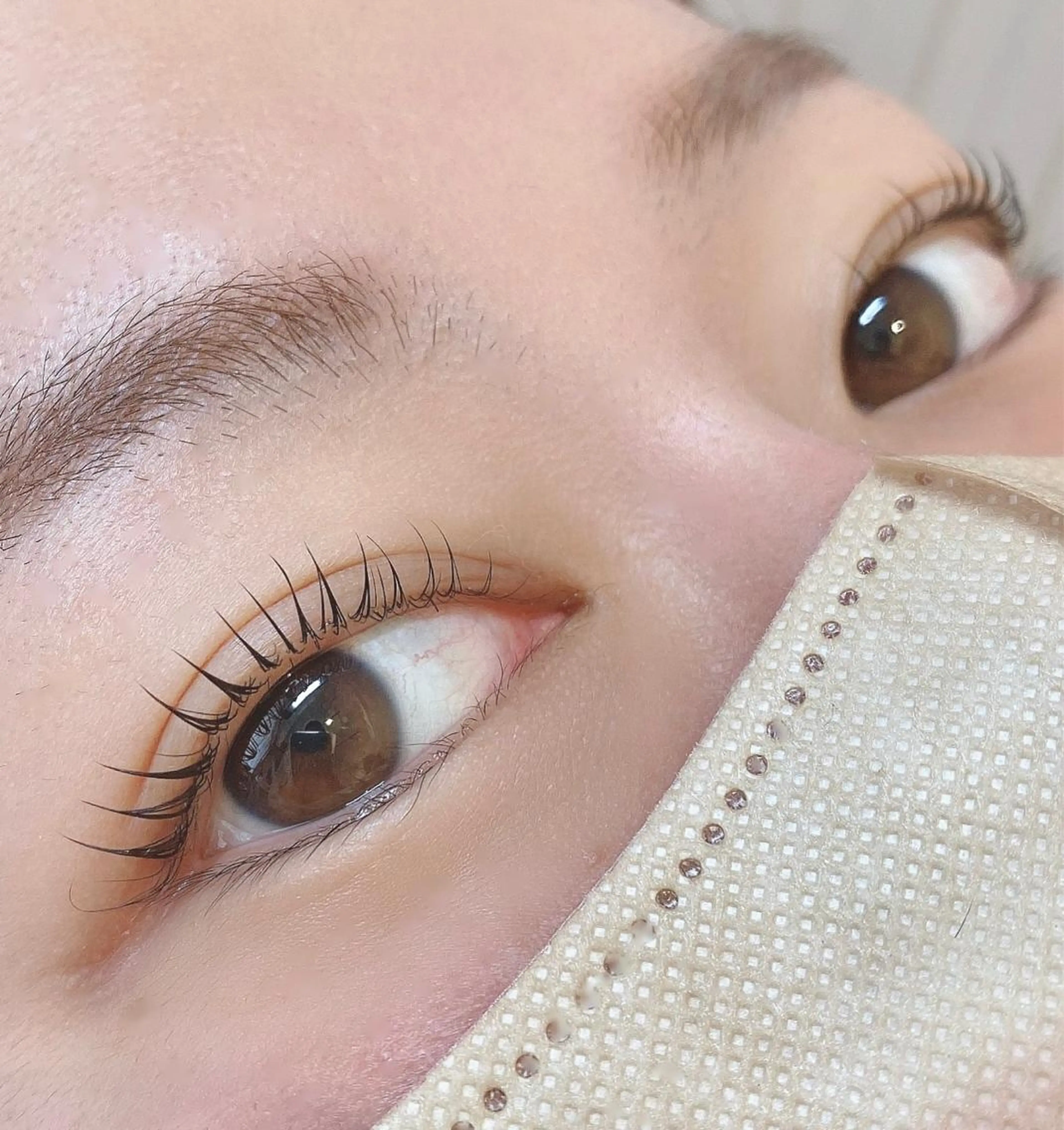 マツエク・マツパ 束感まつ毛 韓国風マツエク 一重×まつ毛パーマ 十文字 りょうのマツエク・マツパデザイン