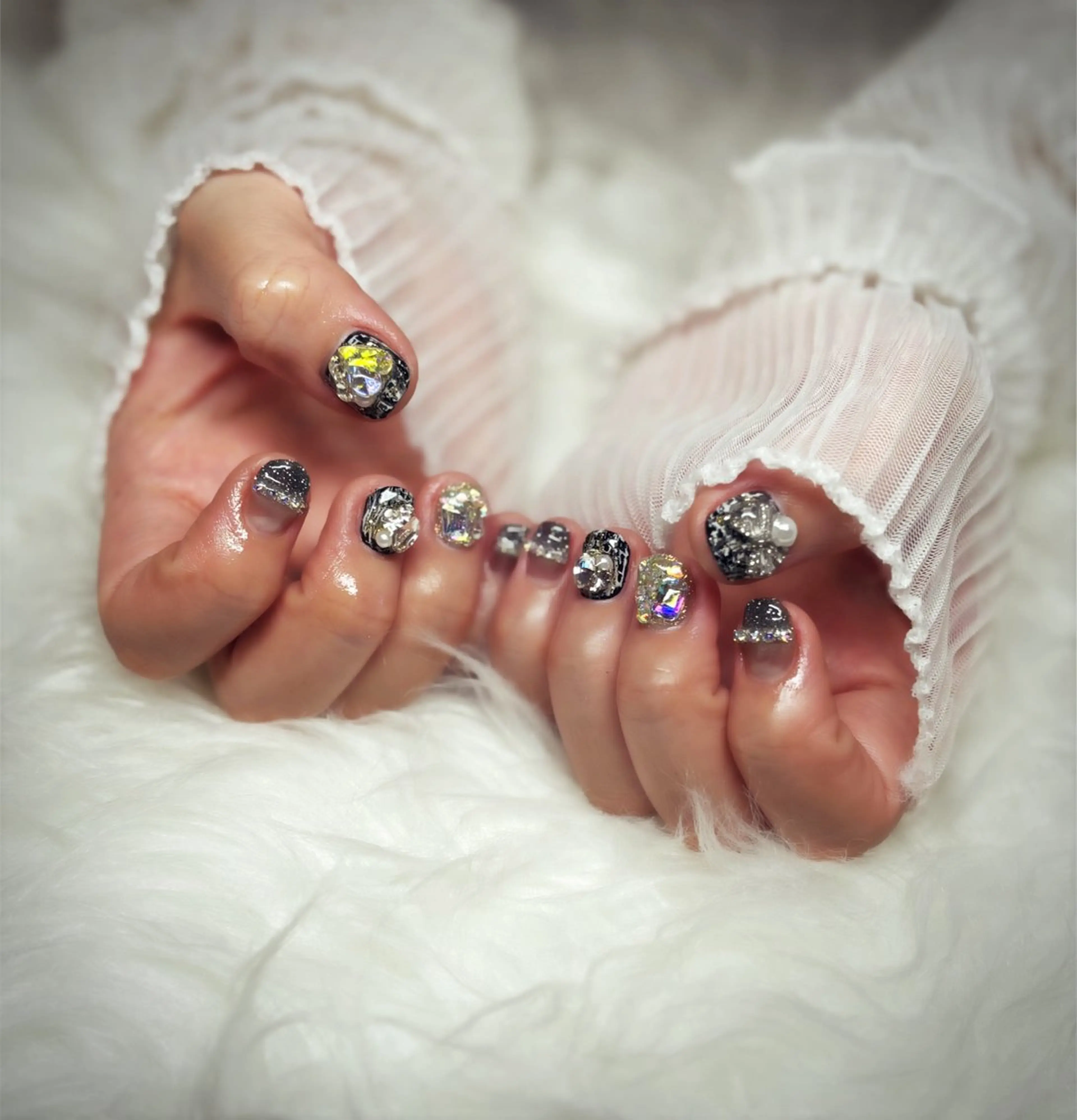 ネイル キラキラネイル ツイードネイル ハンドネイル Nail Salon macherieのネイルデザイン