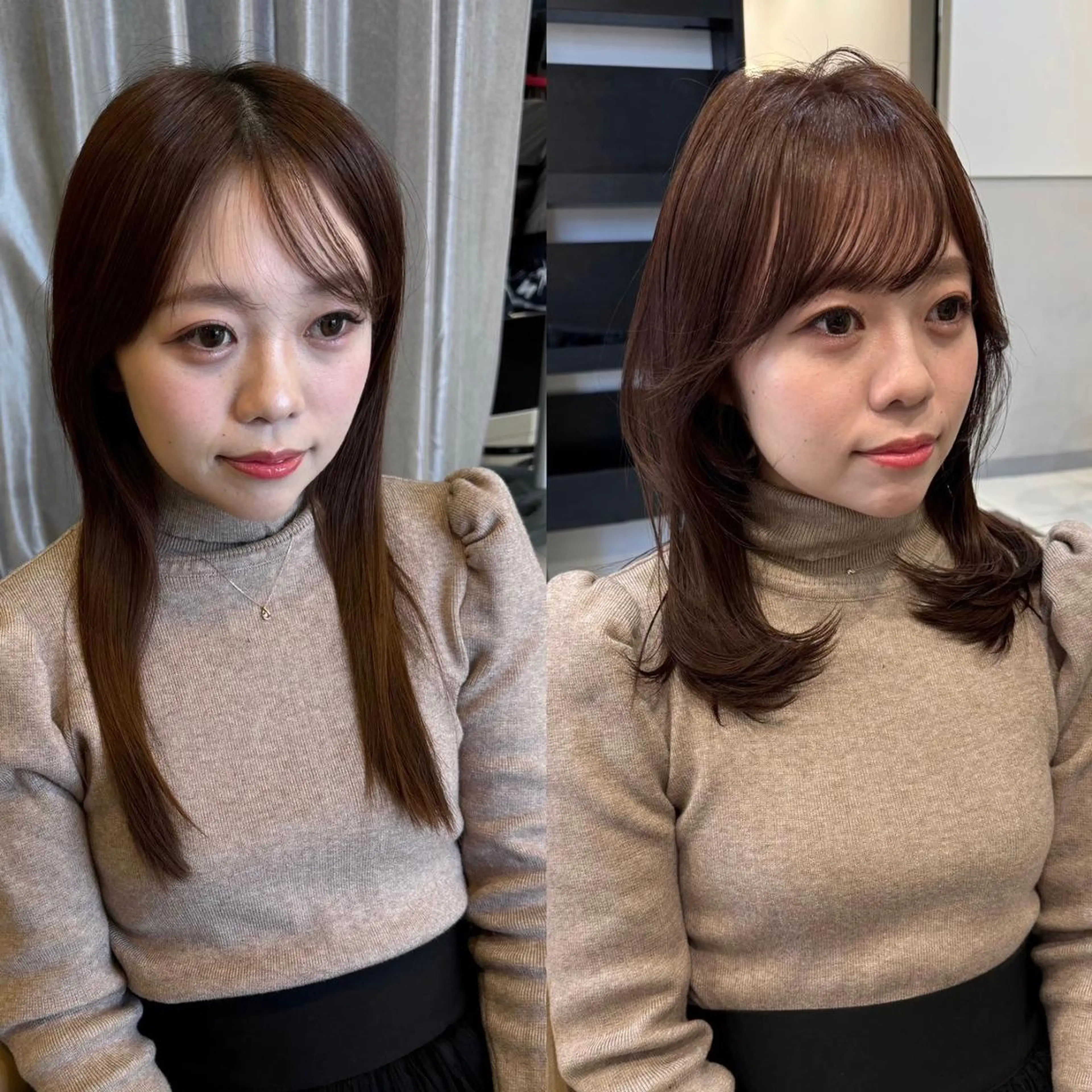 セミロング ヘアアレンジ 顔まわりレイヤー 顔周りカット レイヤーカット カット パーマ ハイトーンベージュ 新潟/Manamiのヘアスタイル