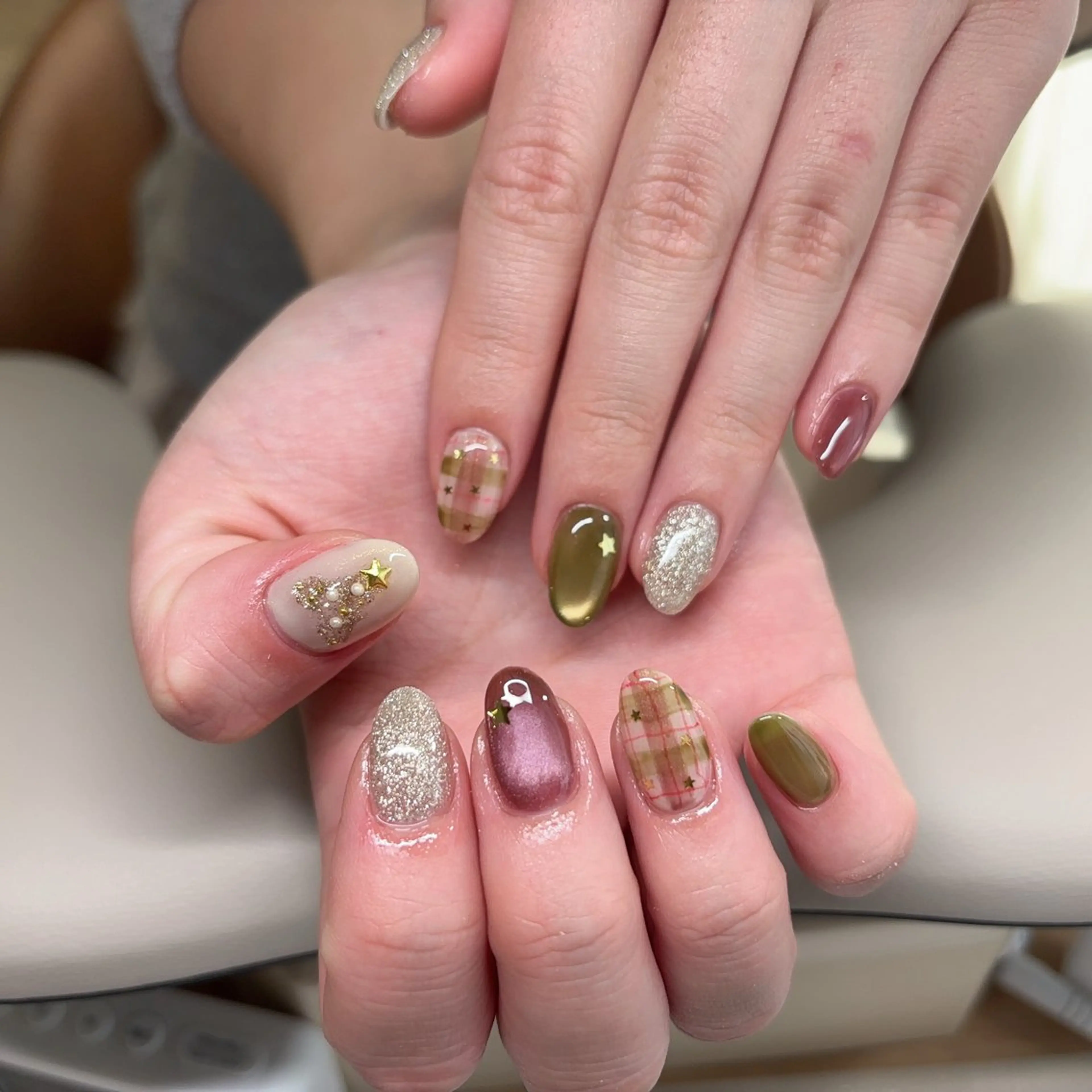 ネイル 持ち込み 冬ネイル クリスマス ハンドネイル 33 nail salon 徳山里美のネイルデザイン