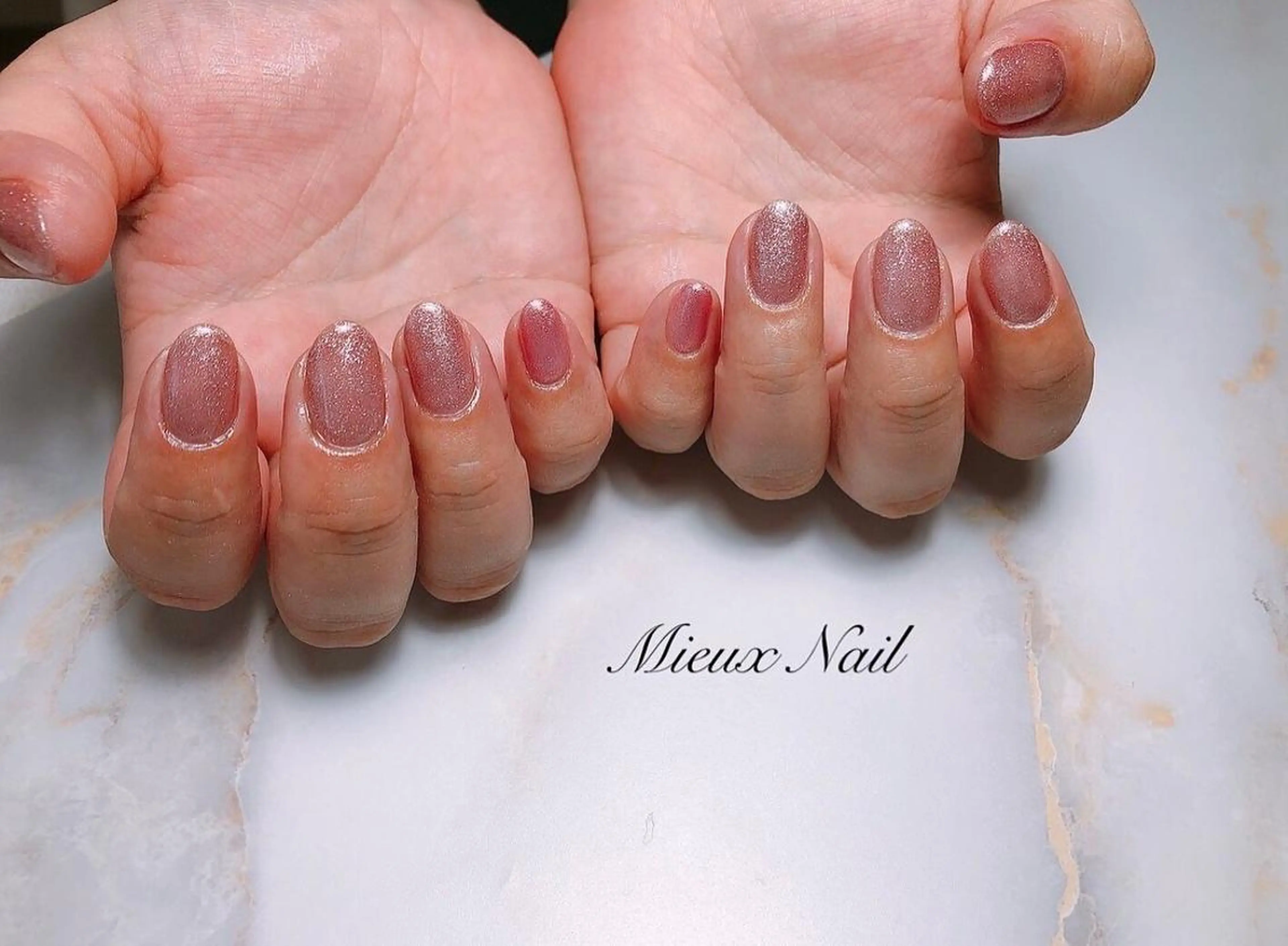 ネイル ラメ(グリッター) ワンカラーネイル ピンク 市川 麻衣子のネイルデザイン