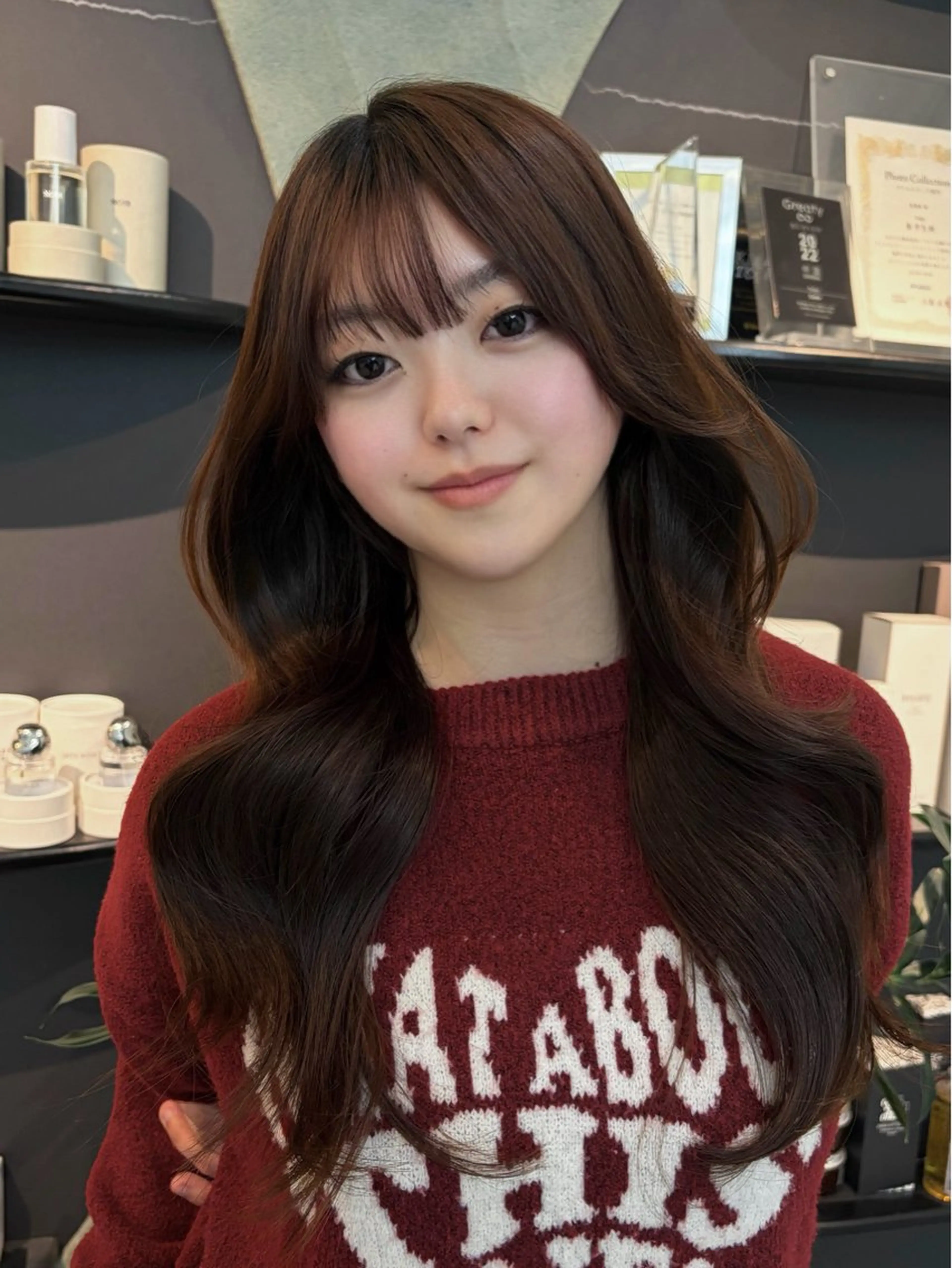ロング 顔周りカット 韓国風ヘア レイヤーカット ロング Maison HARU宮本 楓のヘアスタイル