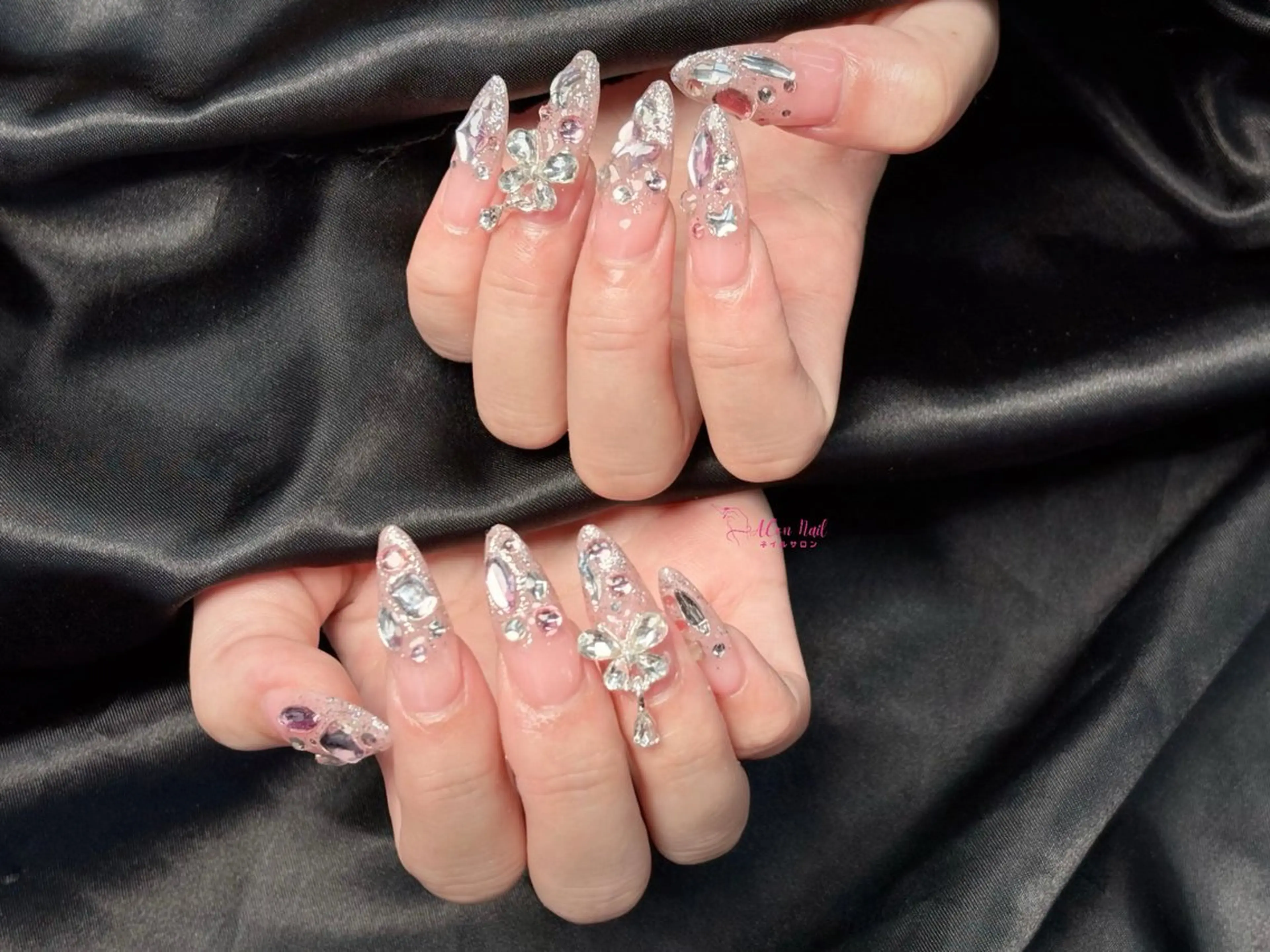 ネイル 桜ネイル 長さ出し フラワーネイル フレンチネイル ジェルネイル ハンドネイル ACon NailSalonのネイルデザイン