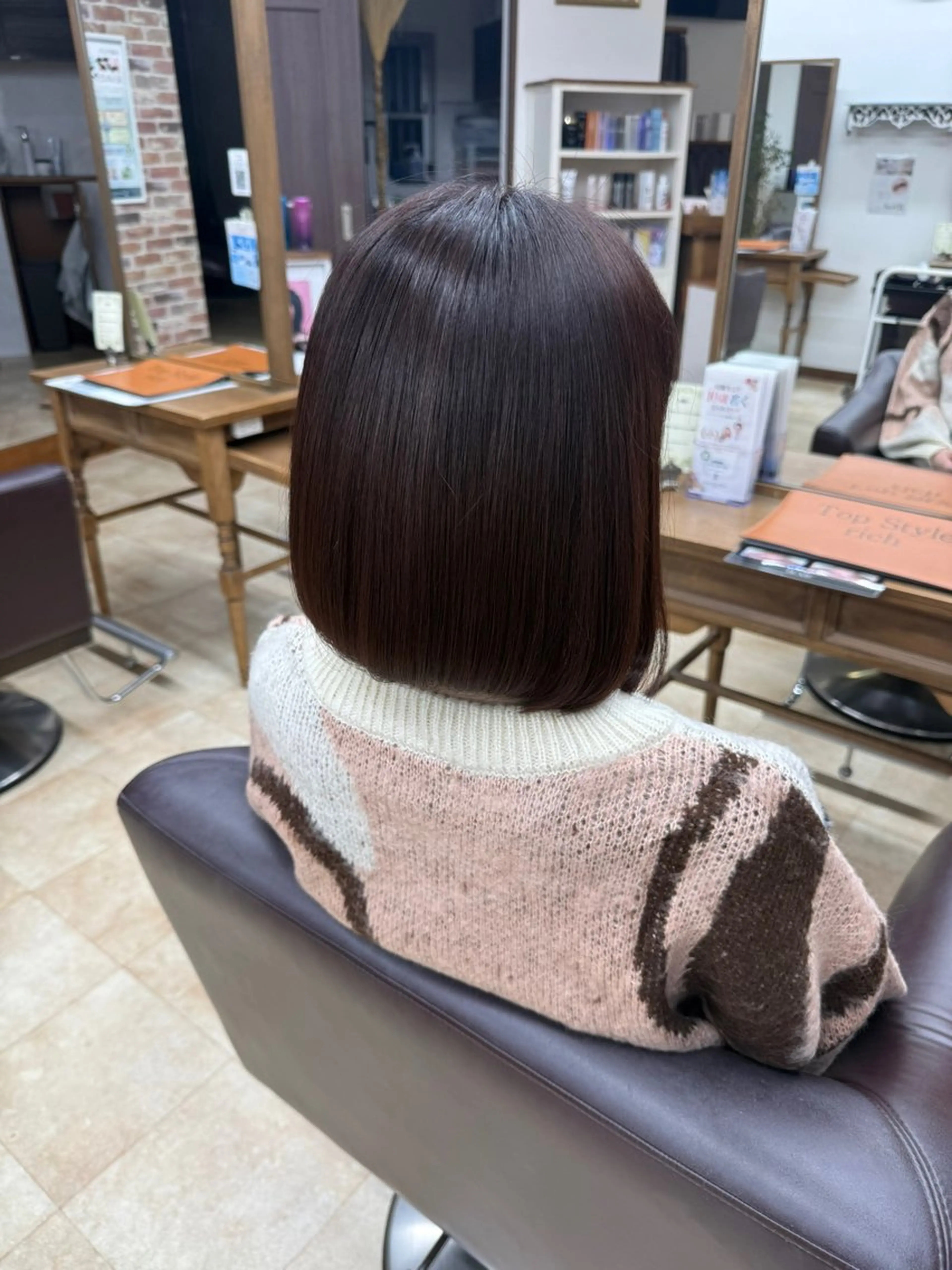 ミディアム カラー 髪質改善 トリートメント ヘアカラー 上村華女 髪質改善カラーのヘアスタイル