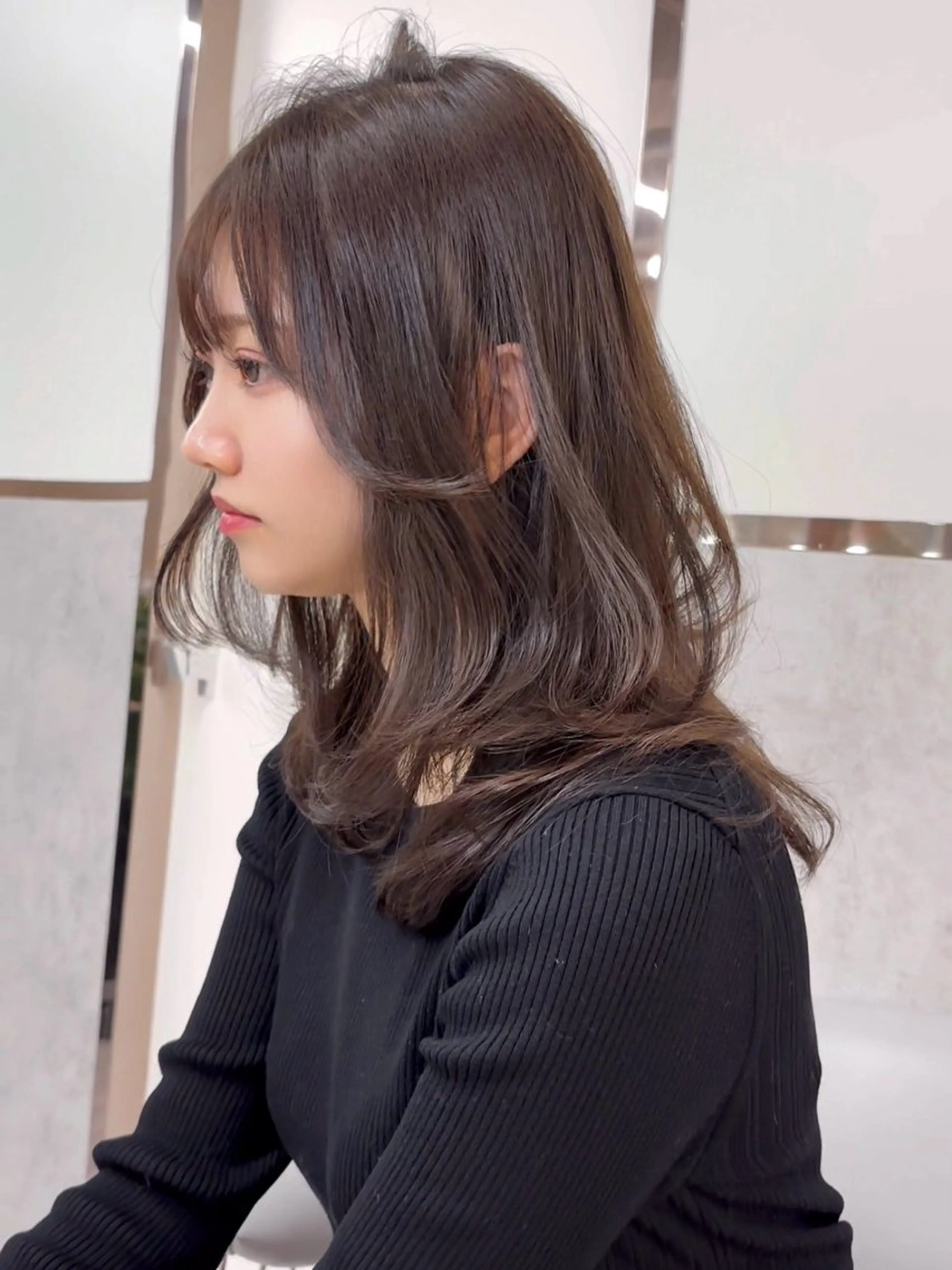 ミディアム カラー 髪質改善 レイヤーカット 縮毛矯正 【博多髪質改善】 吉村　清志のヘアスタイル