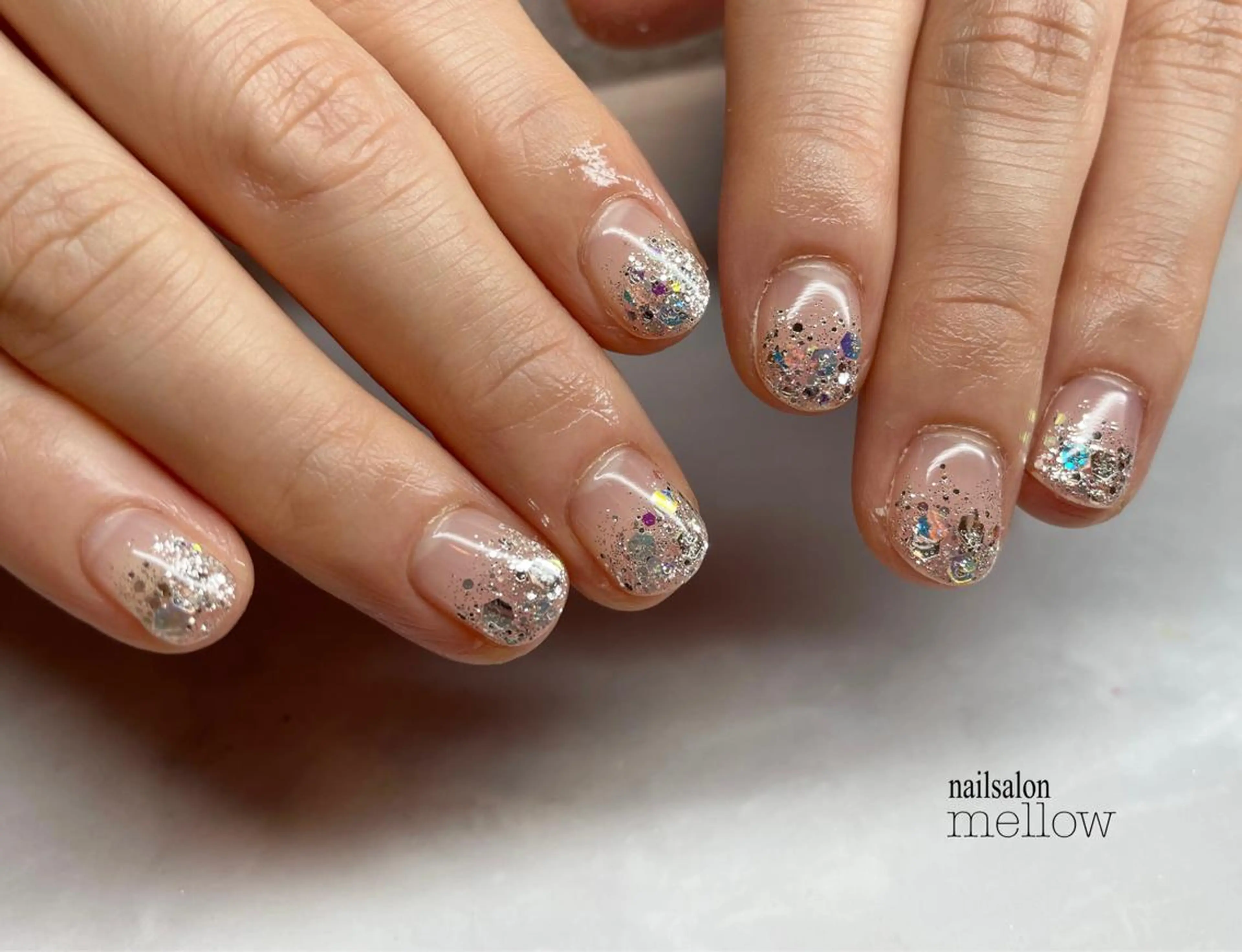 ネイル ラメ(グリッター) シルバー 大山 浩美のネイルデザイン