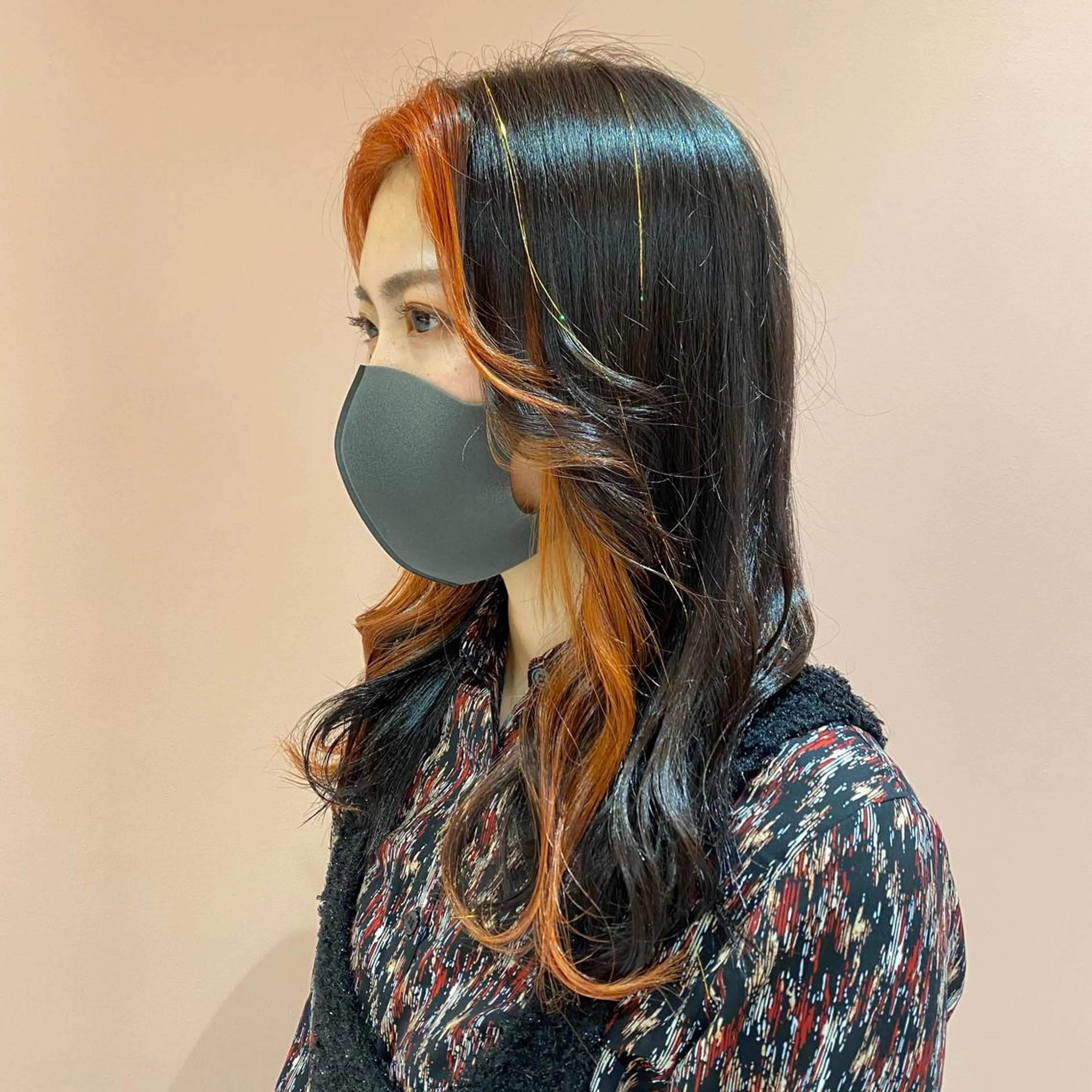 ロング カラー ヘアアレンジ ミストバング  フェイスフレーミング 推しカラー🌙 RIHOのヘアスタイル