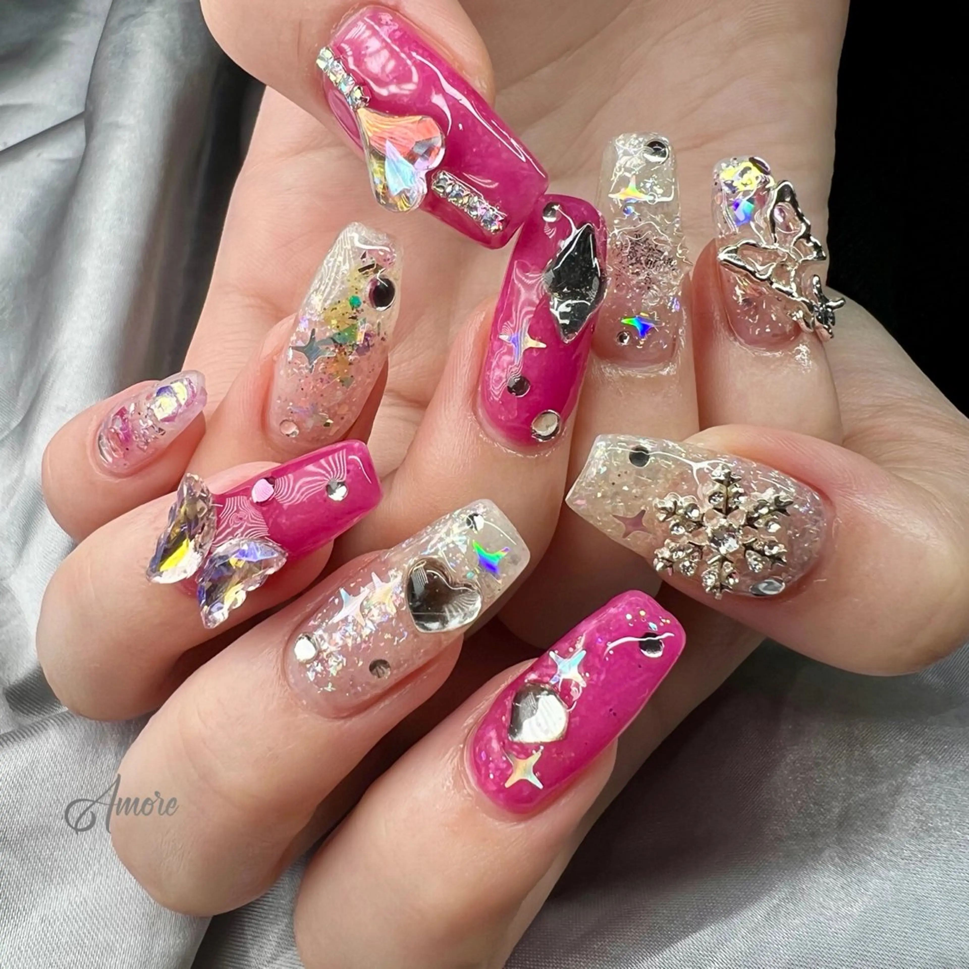 ネイル ジェルネイル キラキラネイル 韓国ネイル パラジェル 冬ネイル You kyehwaのネイルデザイン