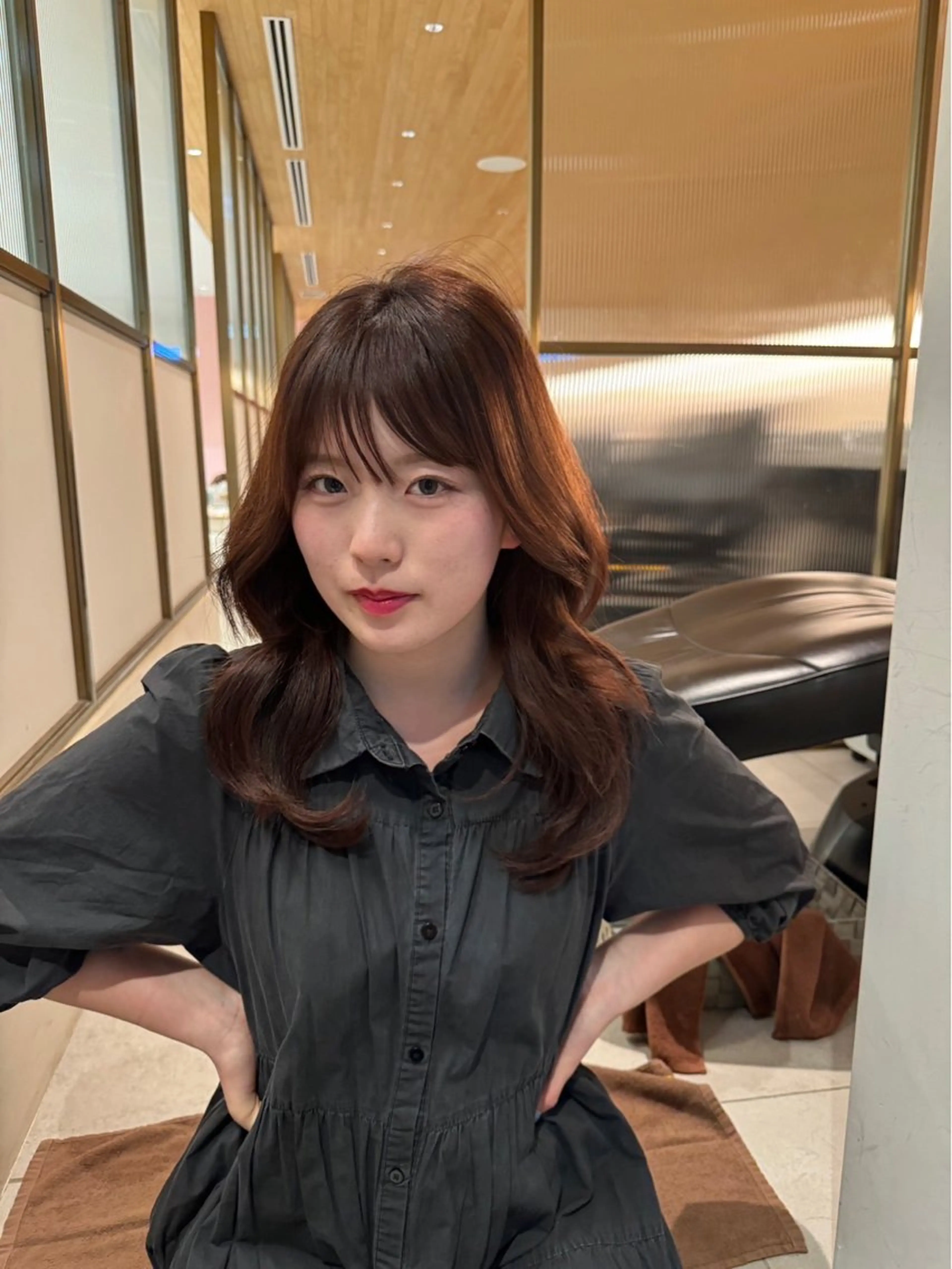 ロング 赤み消し透明感カラー 似合わせ前髪柴田礼空のヘアスタイル