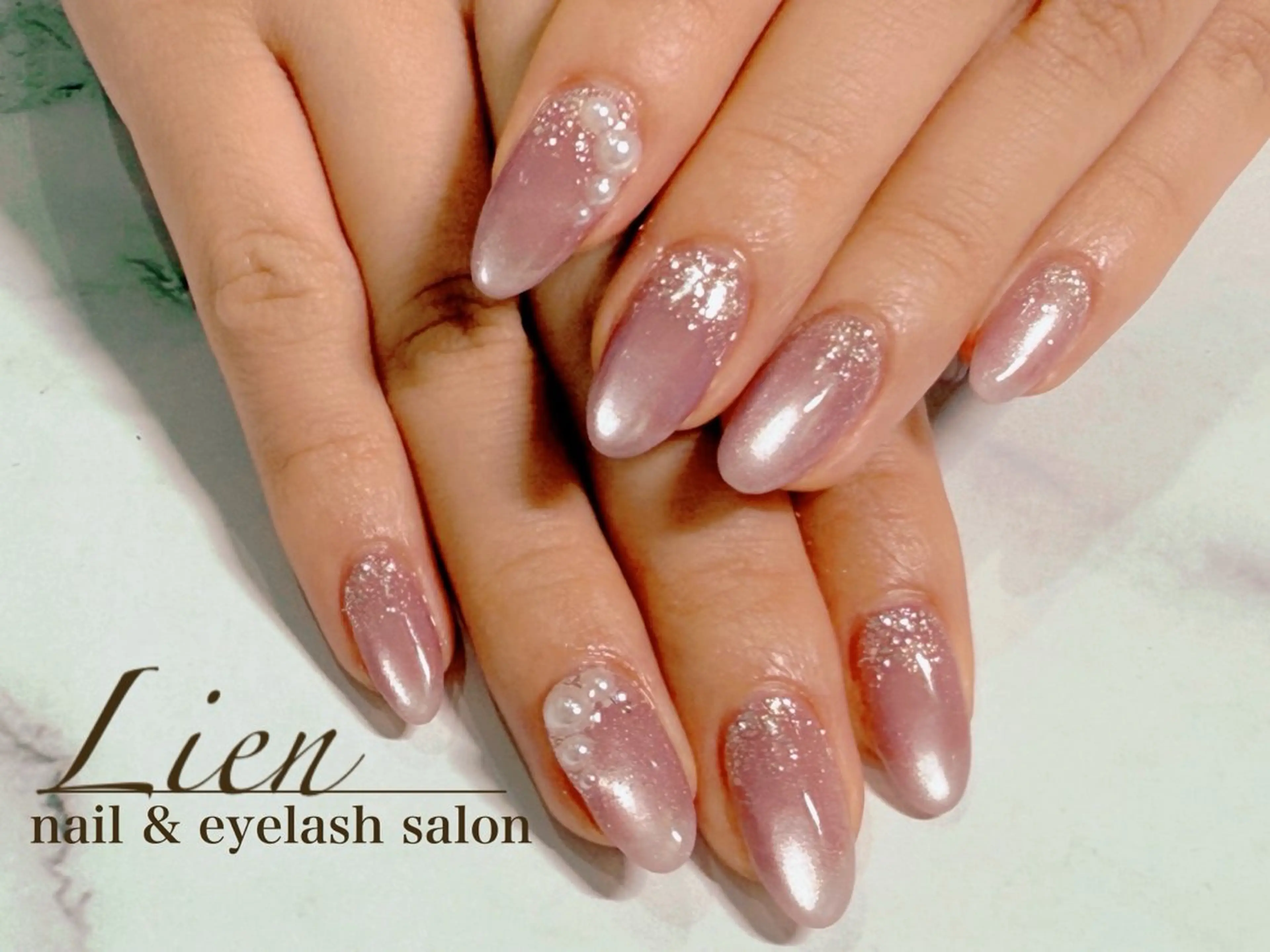 ネイル 長さ出し フットネイル フレンチネイル ジェルネイル ガラスフレンチ ハンドネイル Lien（リアン） 銀座駅6分のネイルデザイン