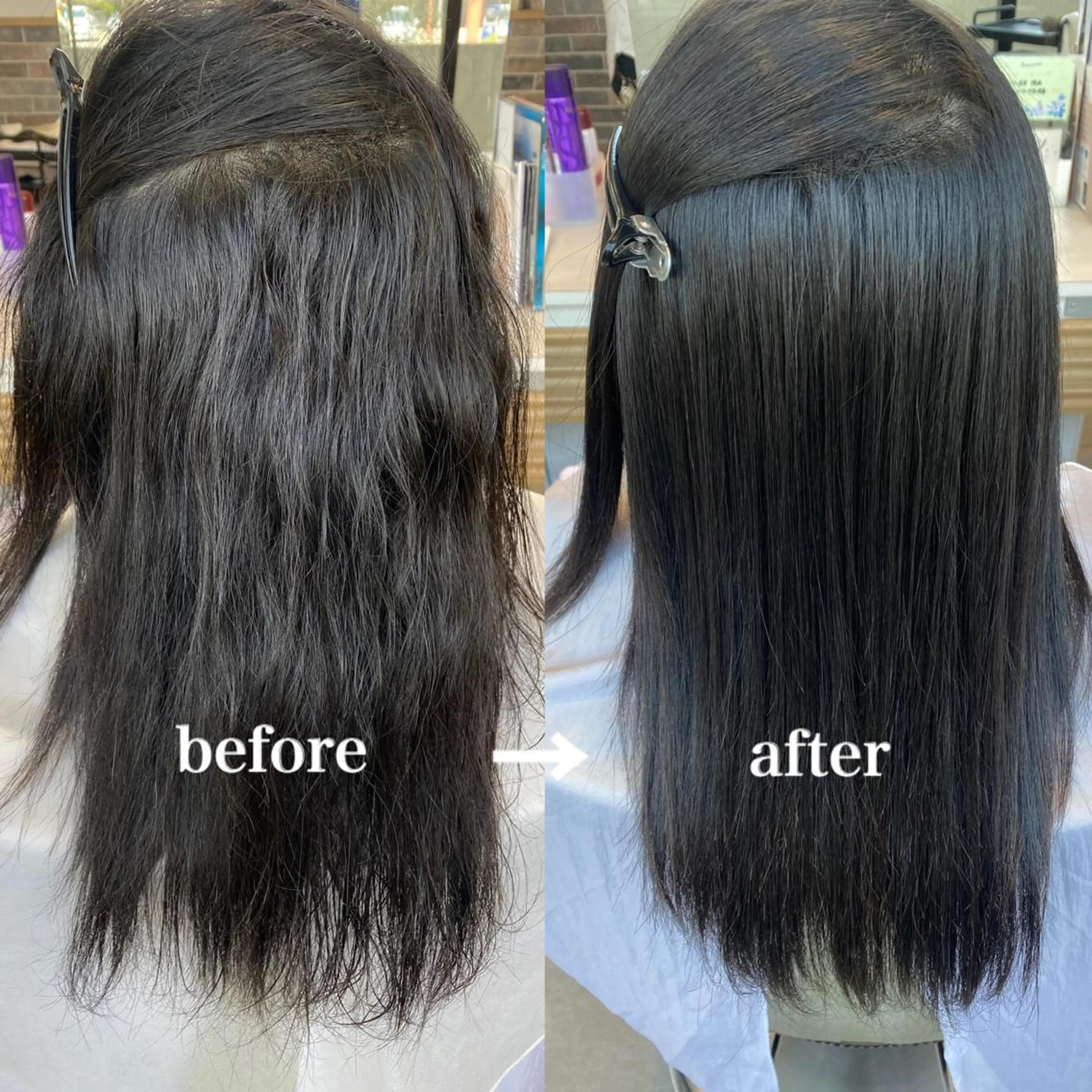 セミロング 縮毛矯正 岡本 梨沙のヘアスタイル